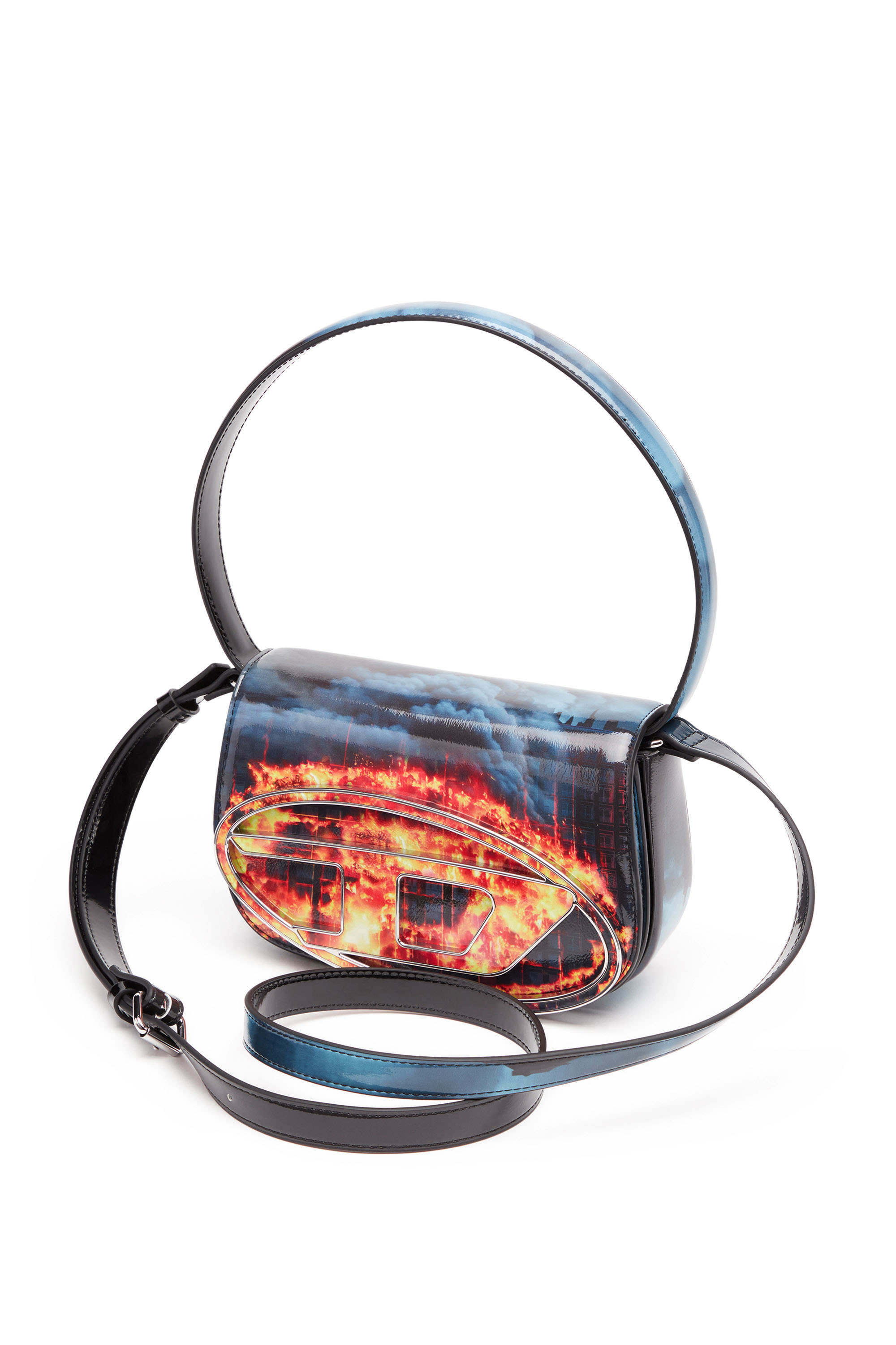 Diesel - 1DR, 1DR-Iconica borsa a spalla con stampa fuoco Donna in Multicolor - 5