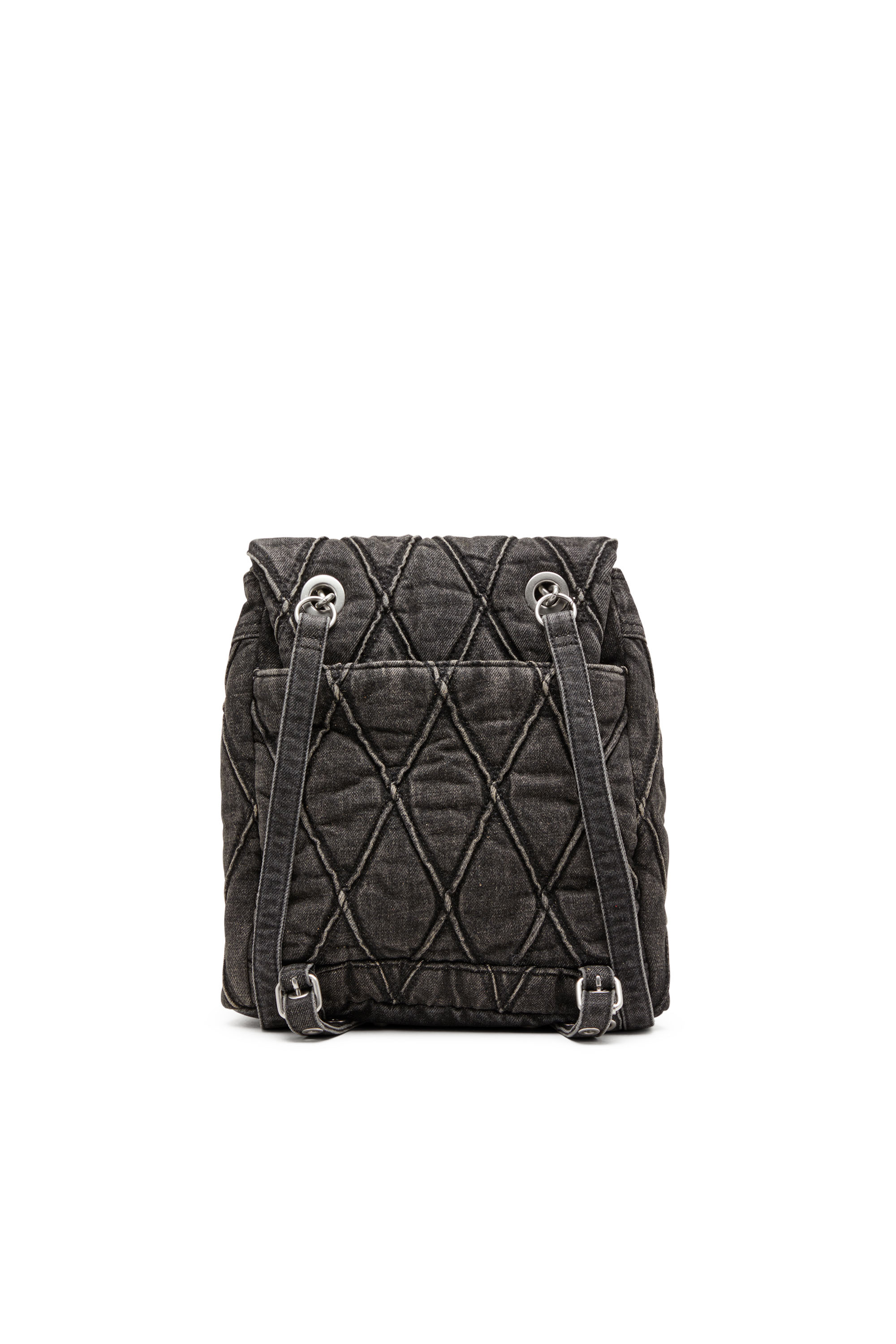 Diesel - CHARM-D BACKPACK S, Charm-D S-Zaino in denim a rombi Donna in Nero - 3