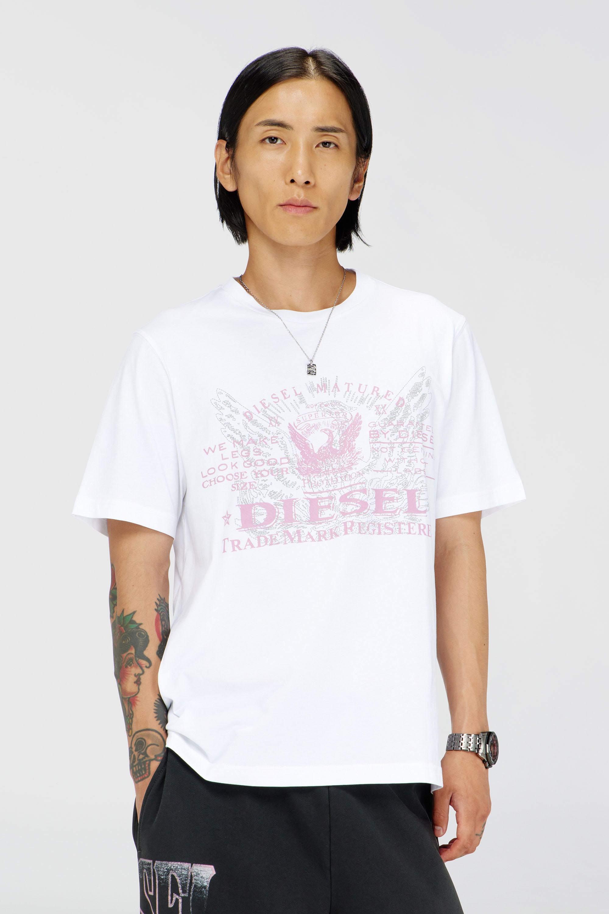 Diesel - T-JUST-FENIX-T92, T-shirt in cotone con stampa grafica Uomo in Bianco - 1