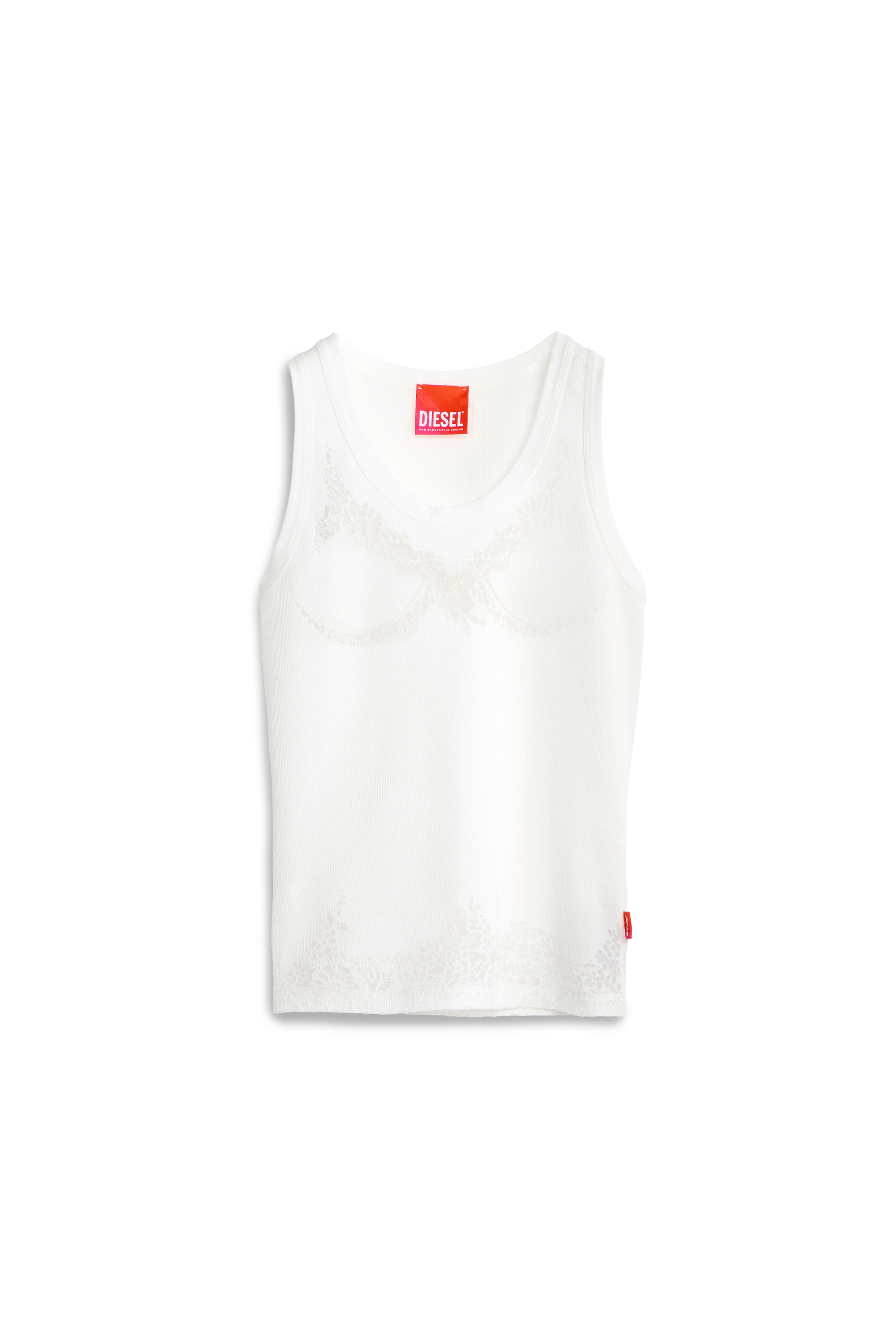 Diesel - PR-T-ANKI-LACE-R, Canotta effetto pizzo devor&eacute; Donna in Bianco - 2
