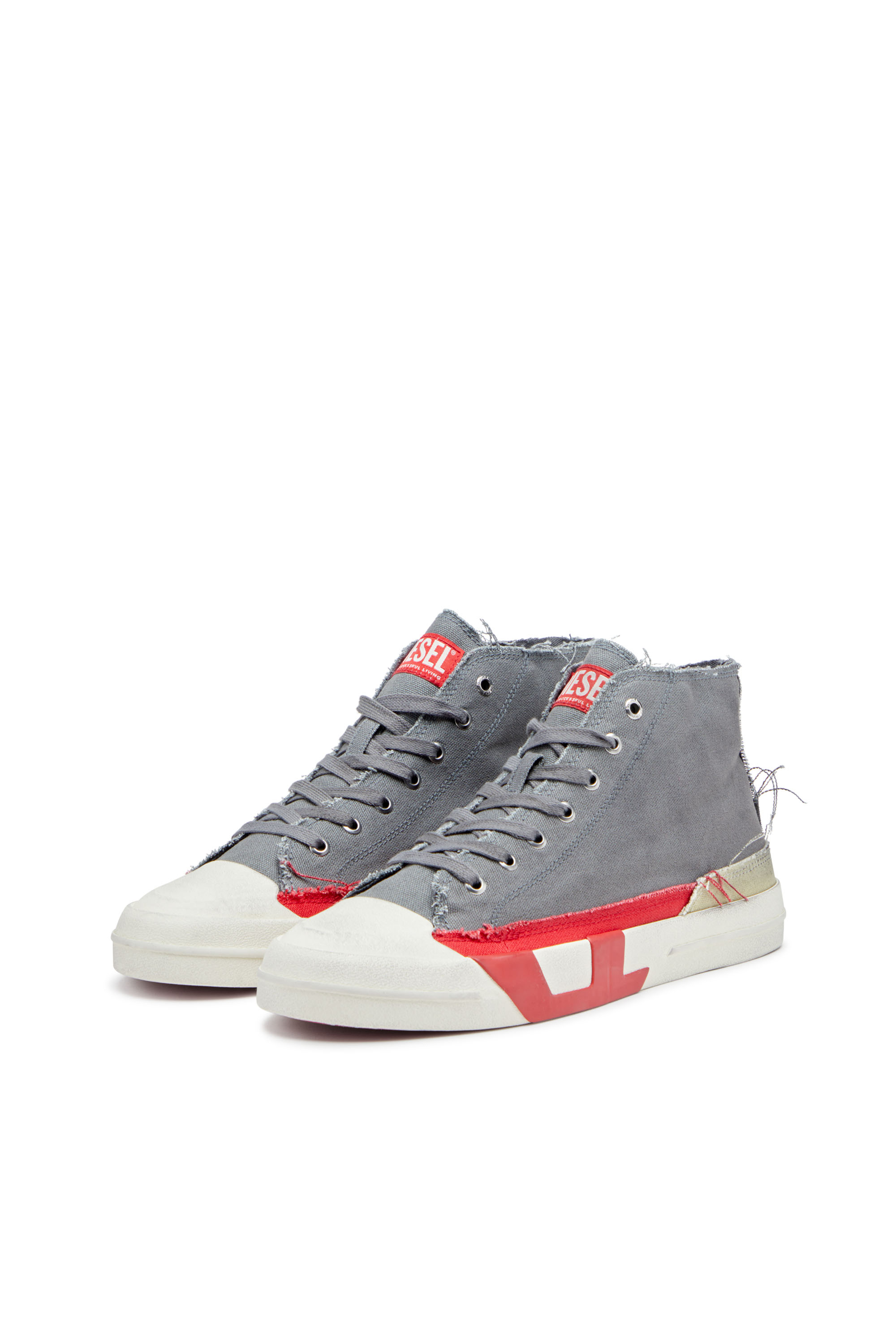 S-D-VERSE MID, Grigio/Rosso Diesel - S-D-VERSE MID, S-D-Verse-Sneaker high-top in canvas effetto dirt Uomo in Multicolor - 8