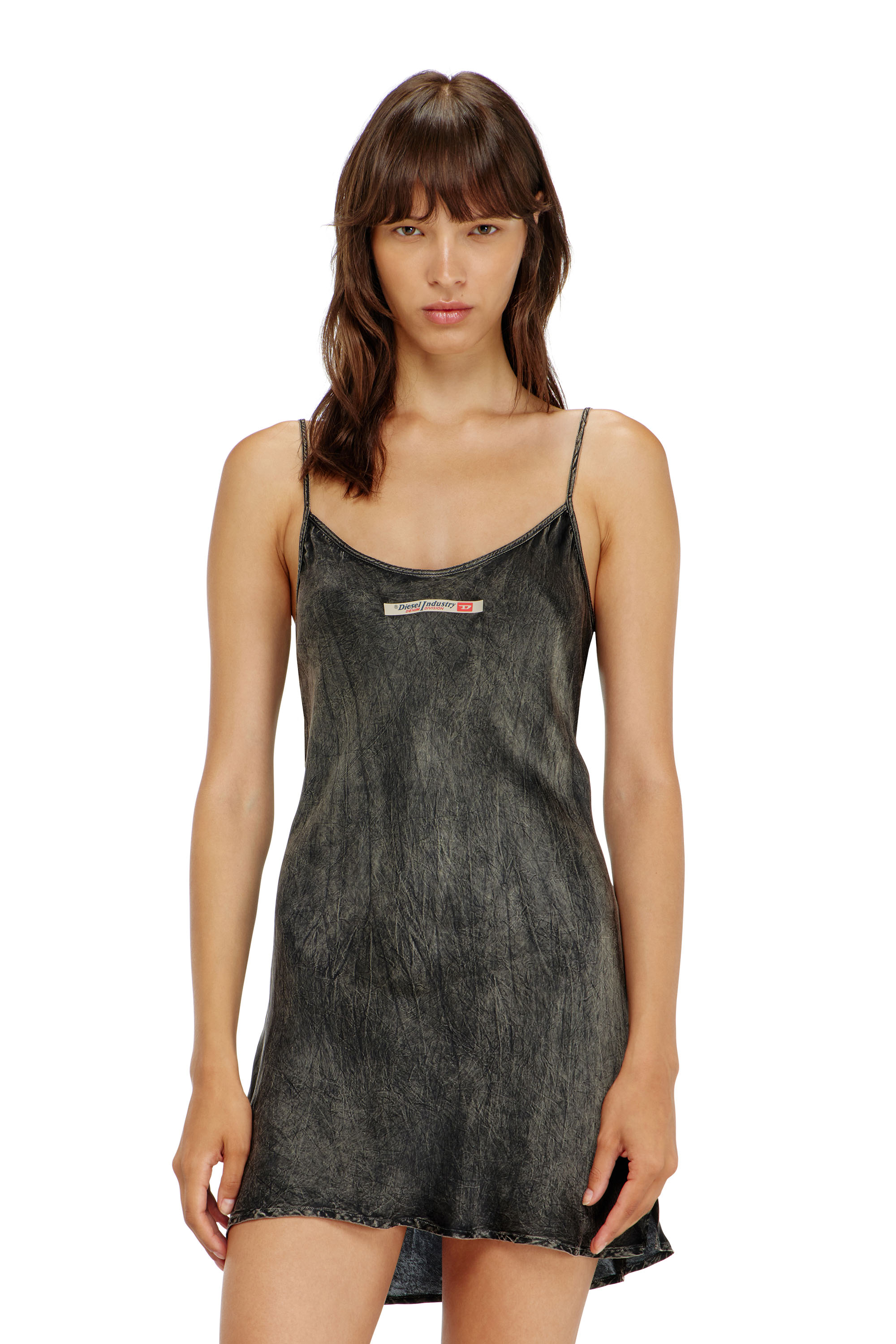 Diesel - CASSIDY-DNM, Abito sottoveste in viscosa con spalline a spaghetto Donna in Nero - 3