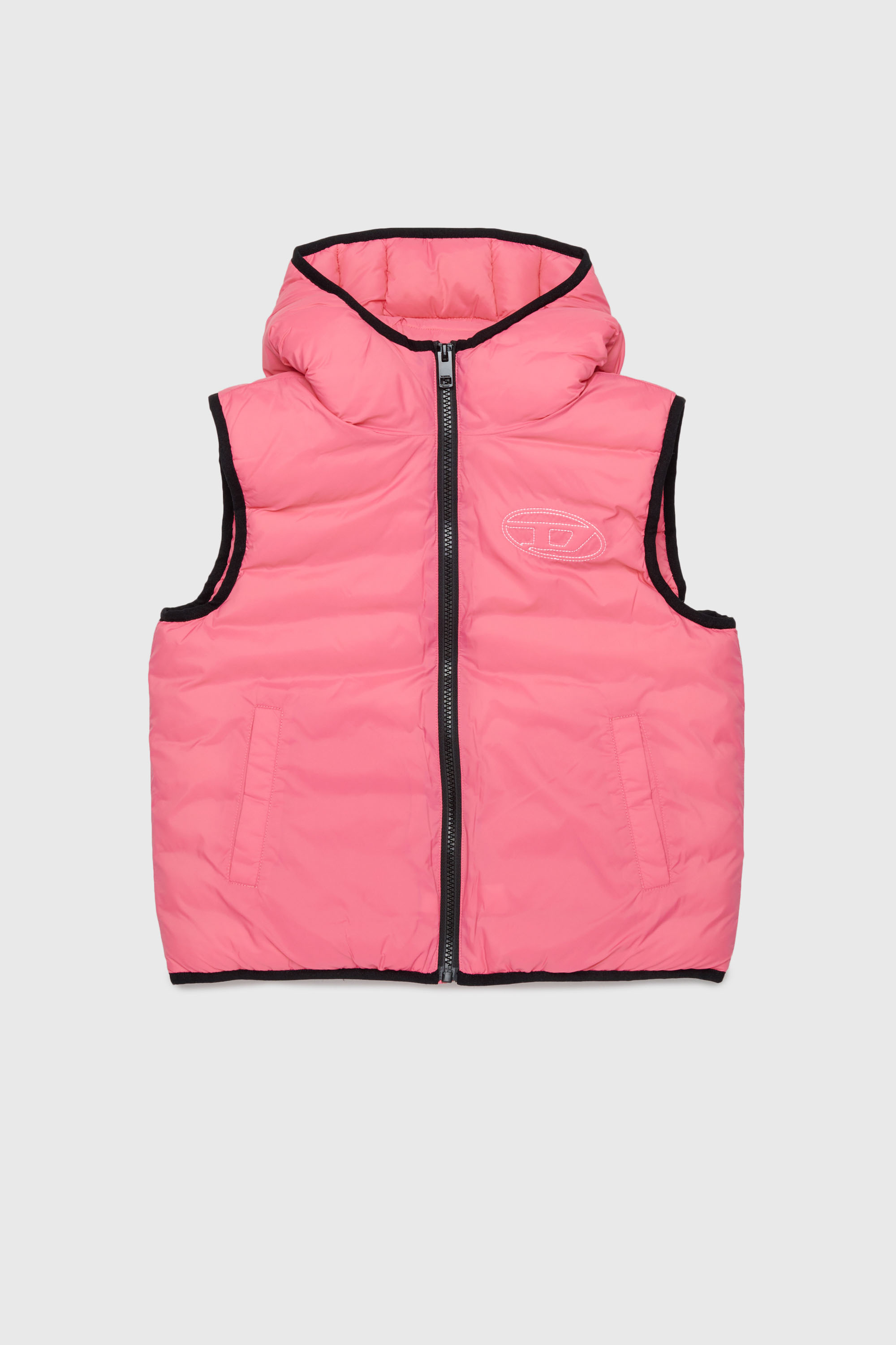 Diesel - JOSIP, Gilet con cappuccio in nylon imbottito Unisex in Rosa - 1