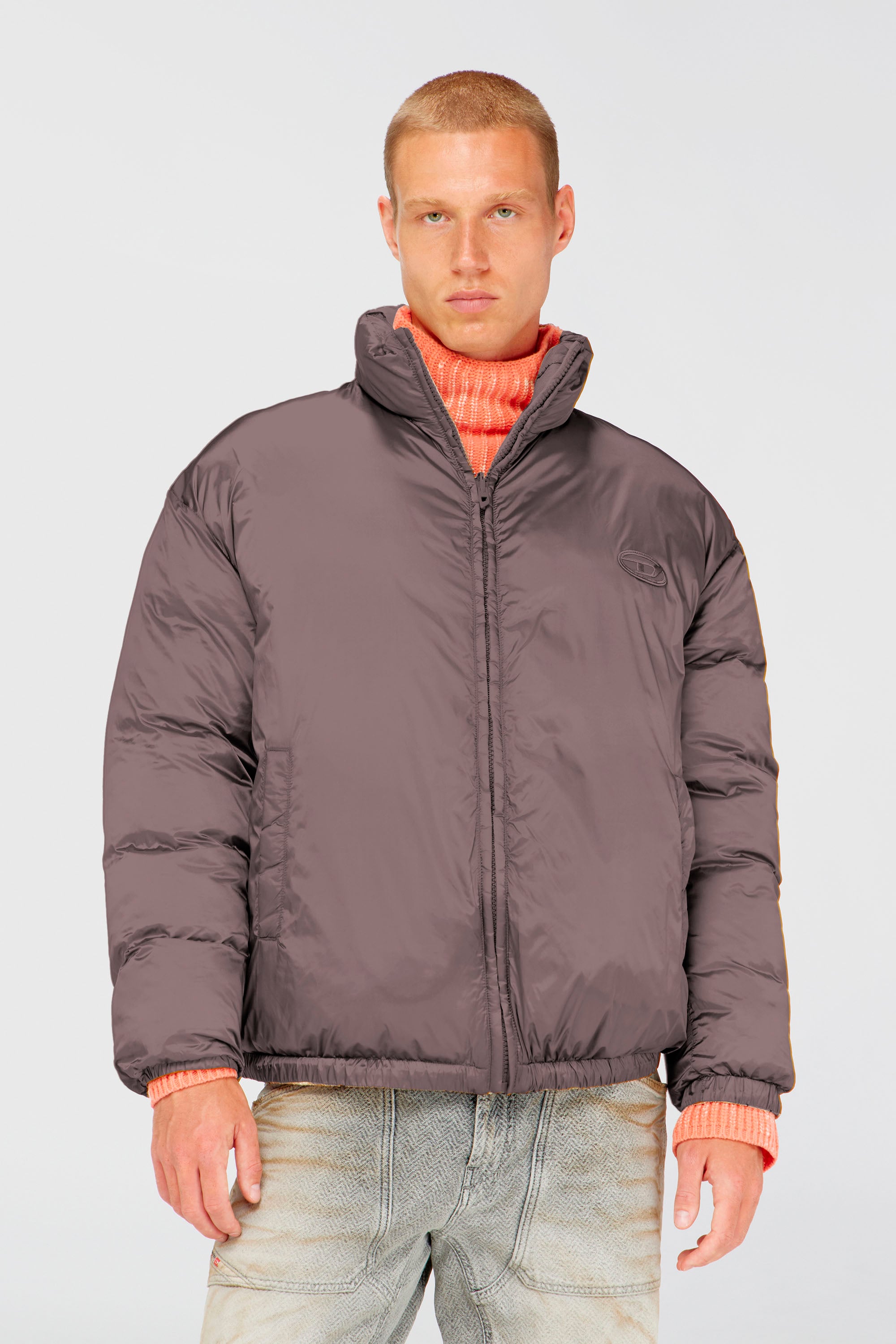 Diesel - W-BOURB-DLCK, Giacca puffer reversibile con stampa argyle Uomo in Multicolor - 6