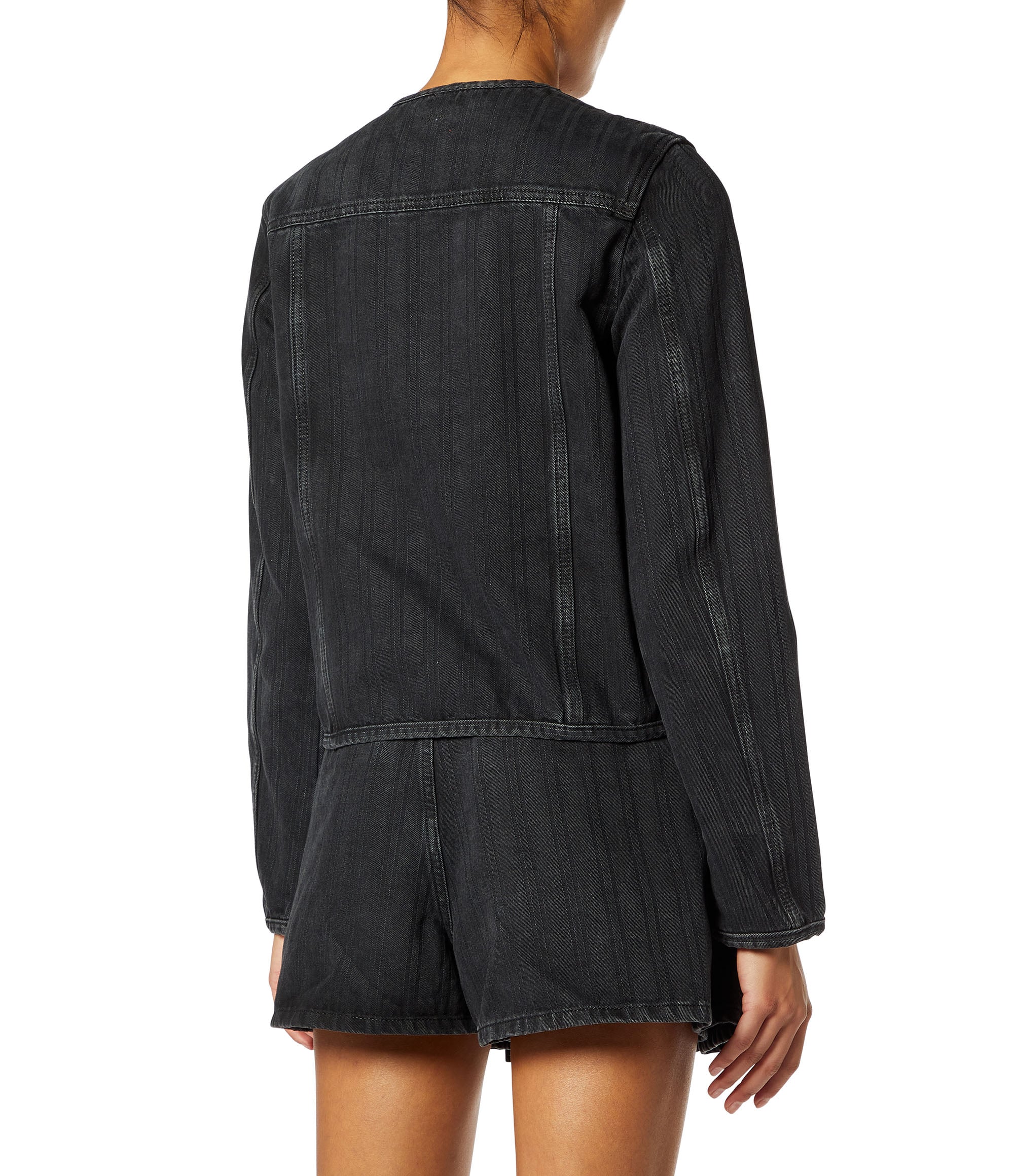 Diesel - DE-GRAFY, Giacca senza collo in denim a righe Donna in Nero - 2