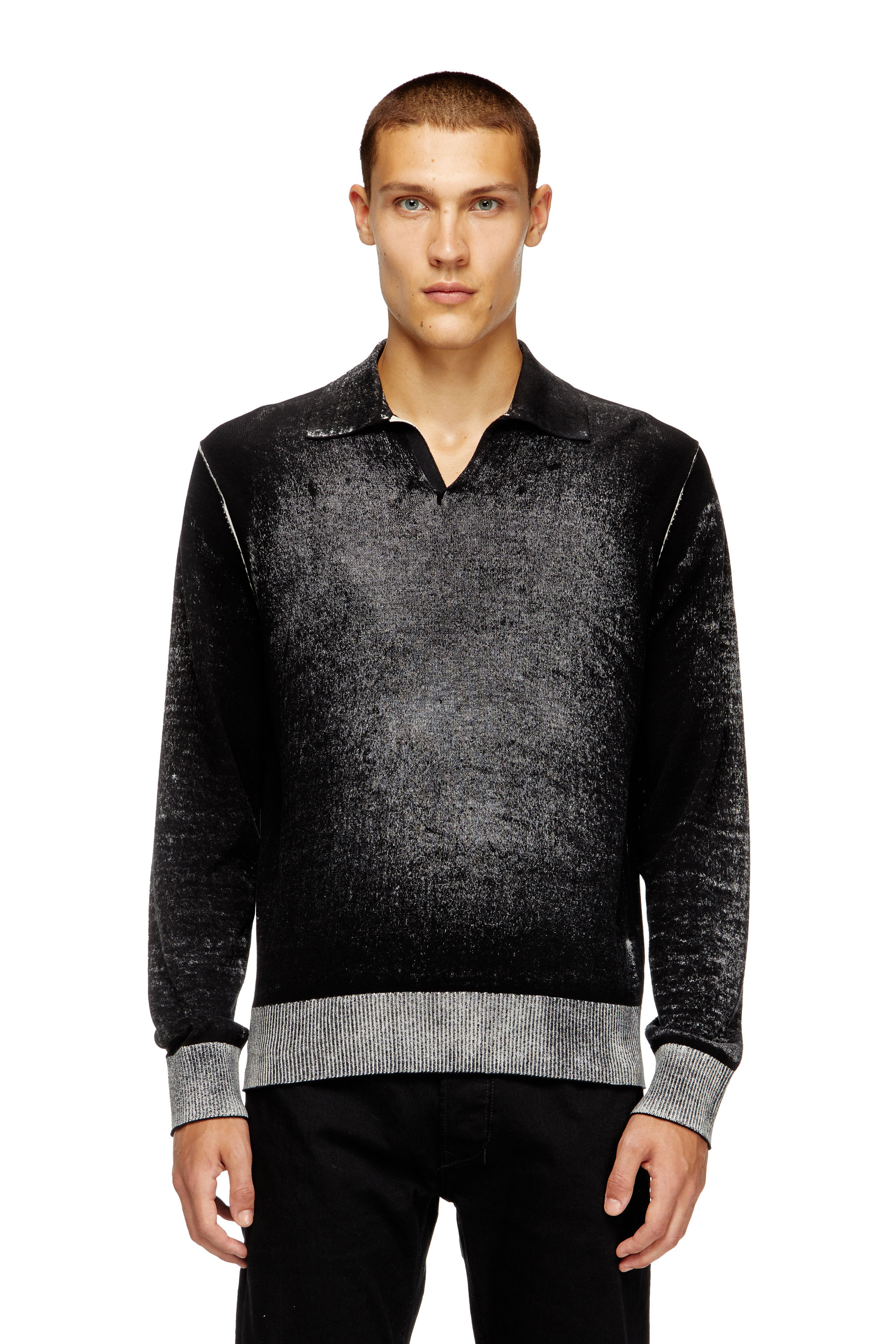 Diesel - K-LORENZO, Maglia polo stampata al contrario Uomo in Nero - 1