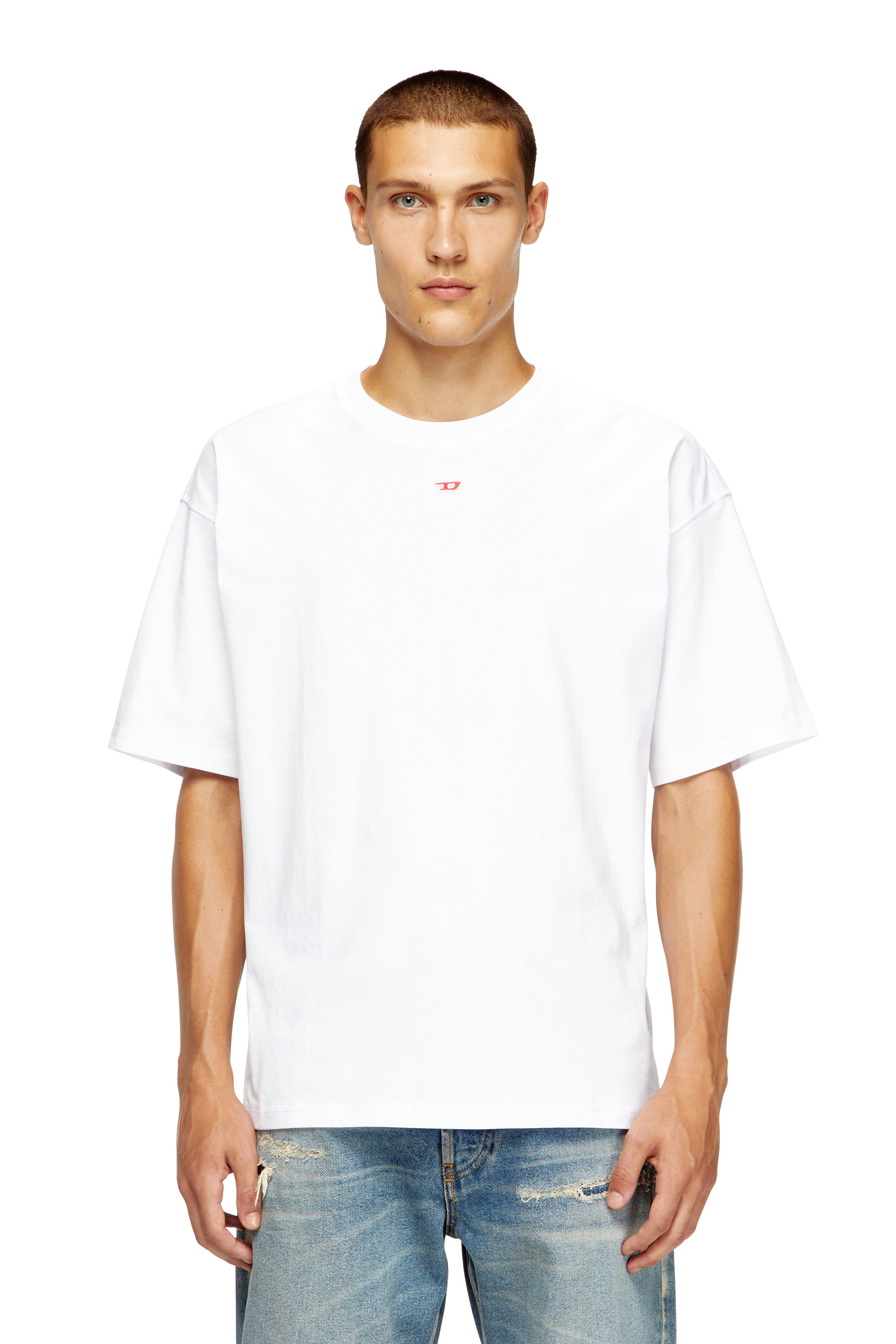Diesel - T-BOXT-D, Unisex's T-shirt with embroidered D patch in White - 2