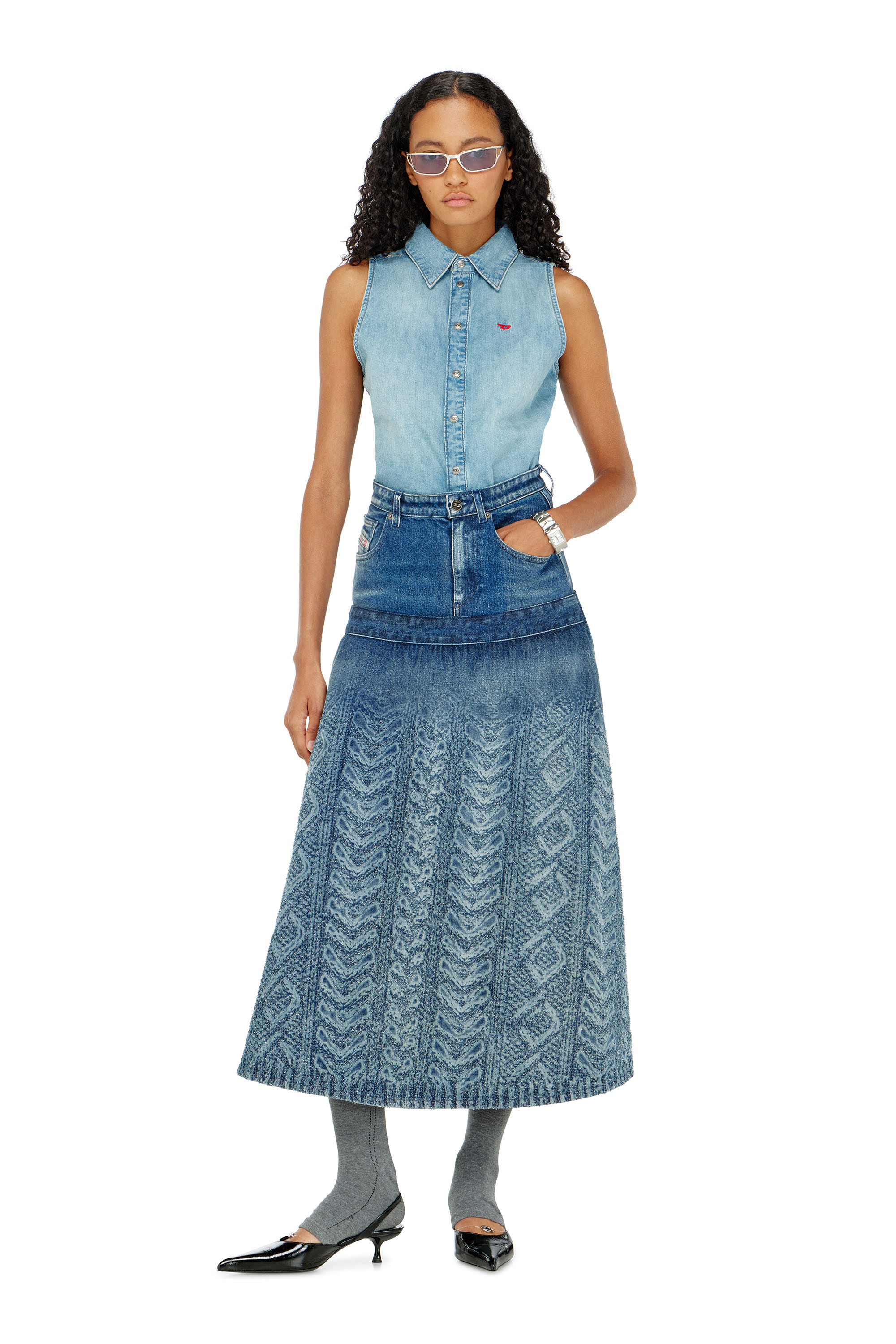 Diesel - DE-EAZY-SL, Camicia in denim senza maniche Donna in Blu - 2