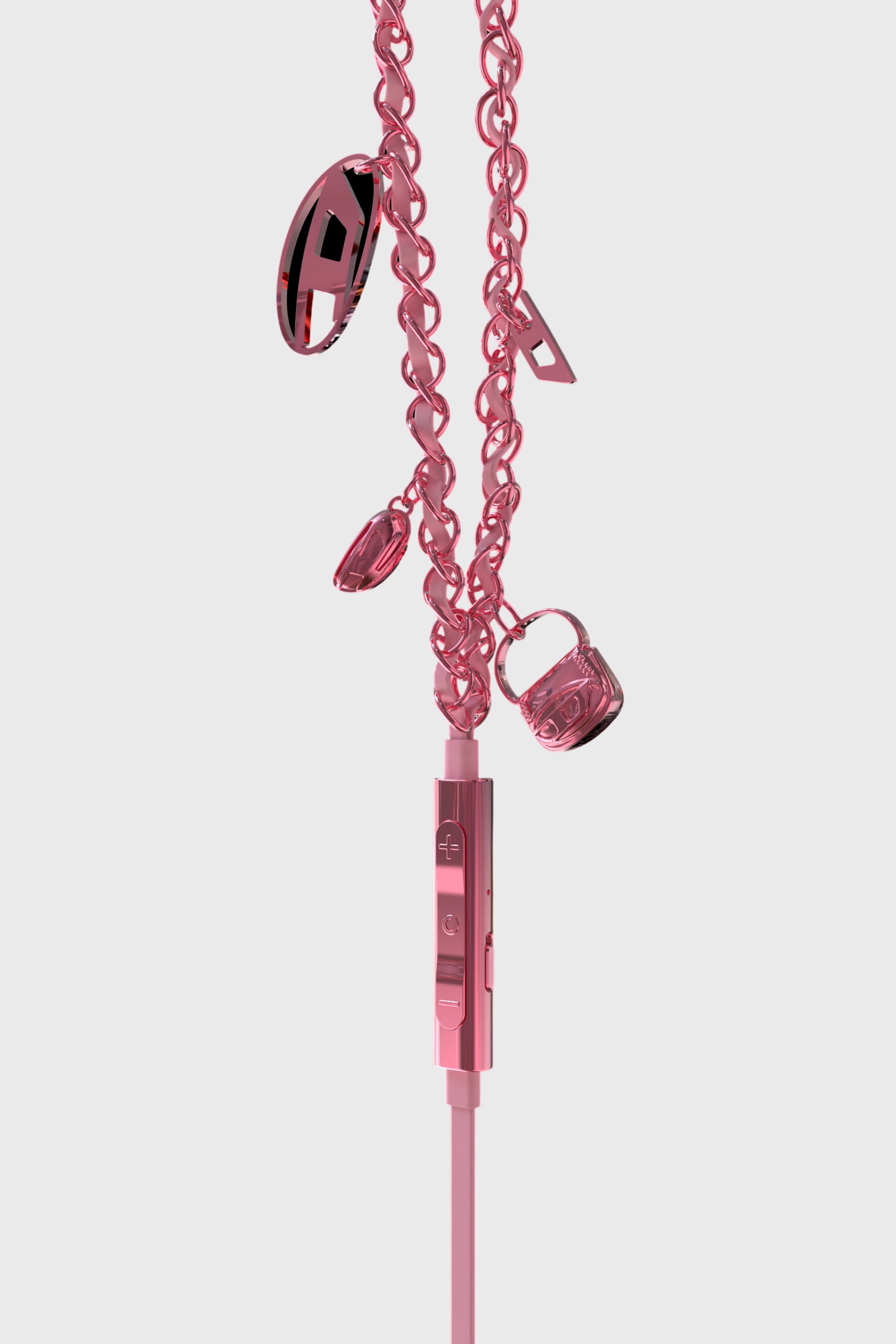 Diesel - 60688 WIRED EARBUDS WIRED EARBUDS, Auricolari rosa con filo e charms Unisex in Rosa - 2