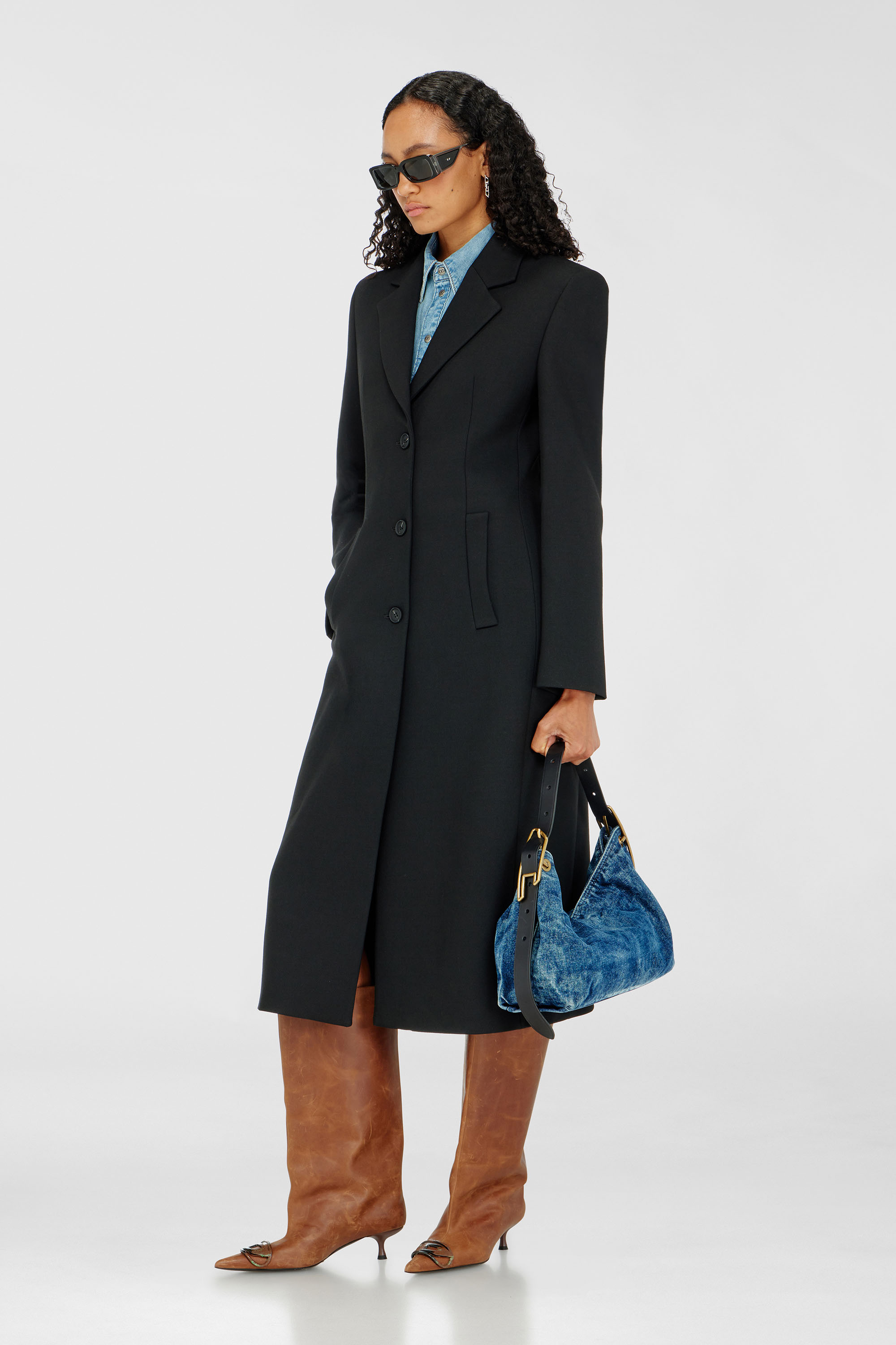Diesel - G-ALLAN, Cappotto lungo a clessidra Donna in Nero - 2