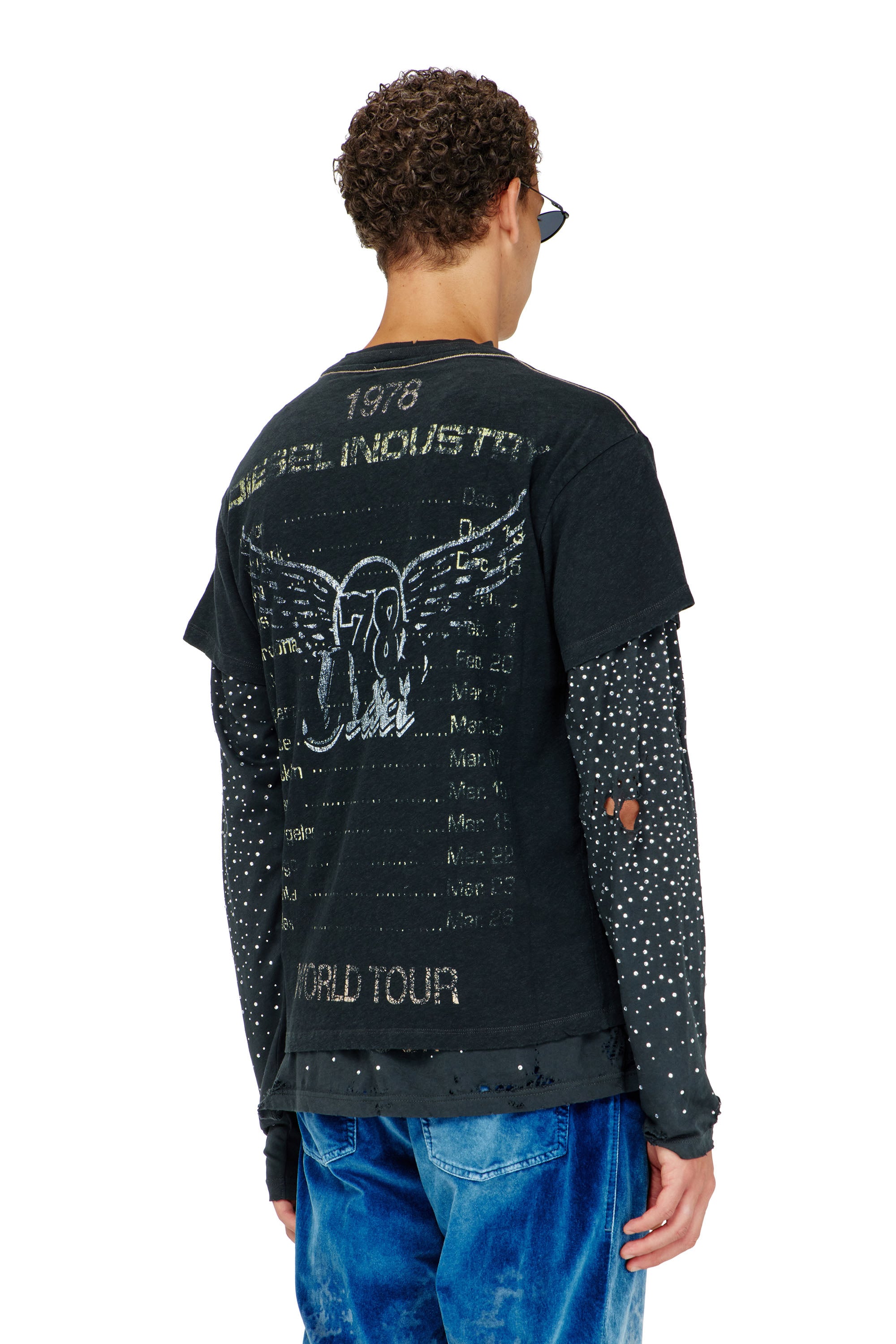 Diesel - T-GERIO-A, T-shirt in cotone-canapa con grafica concerti Uomo in Nero - 4