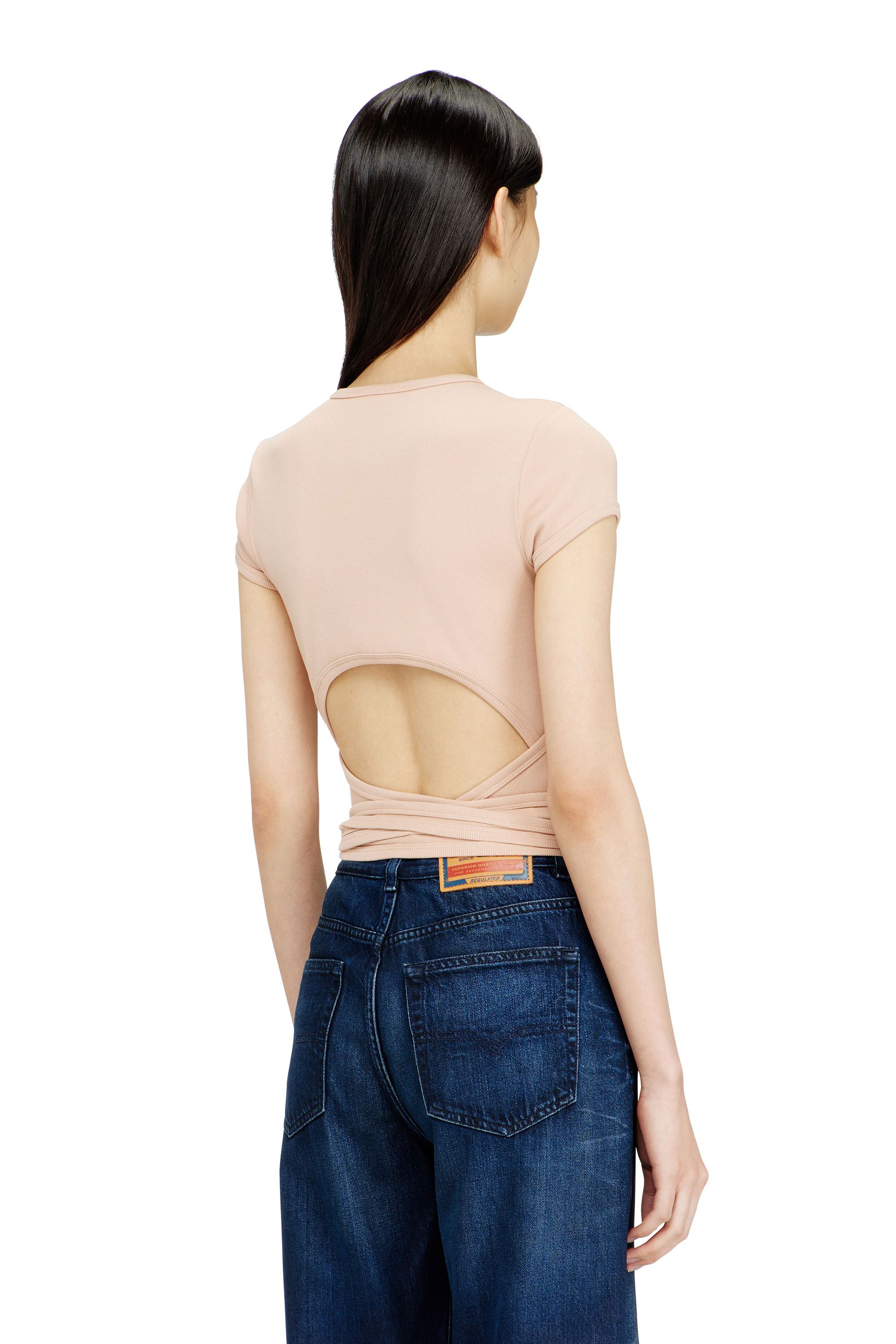 Diesel - T-BUNNY-TAIL-S1, Top a costine con lacci avvolgenti Donna in ToBeDefined - 3