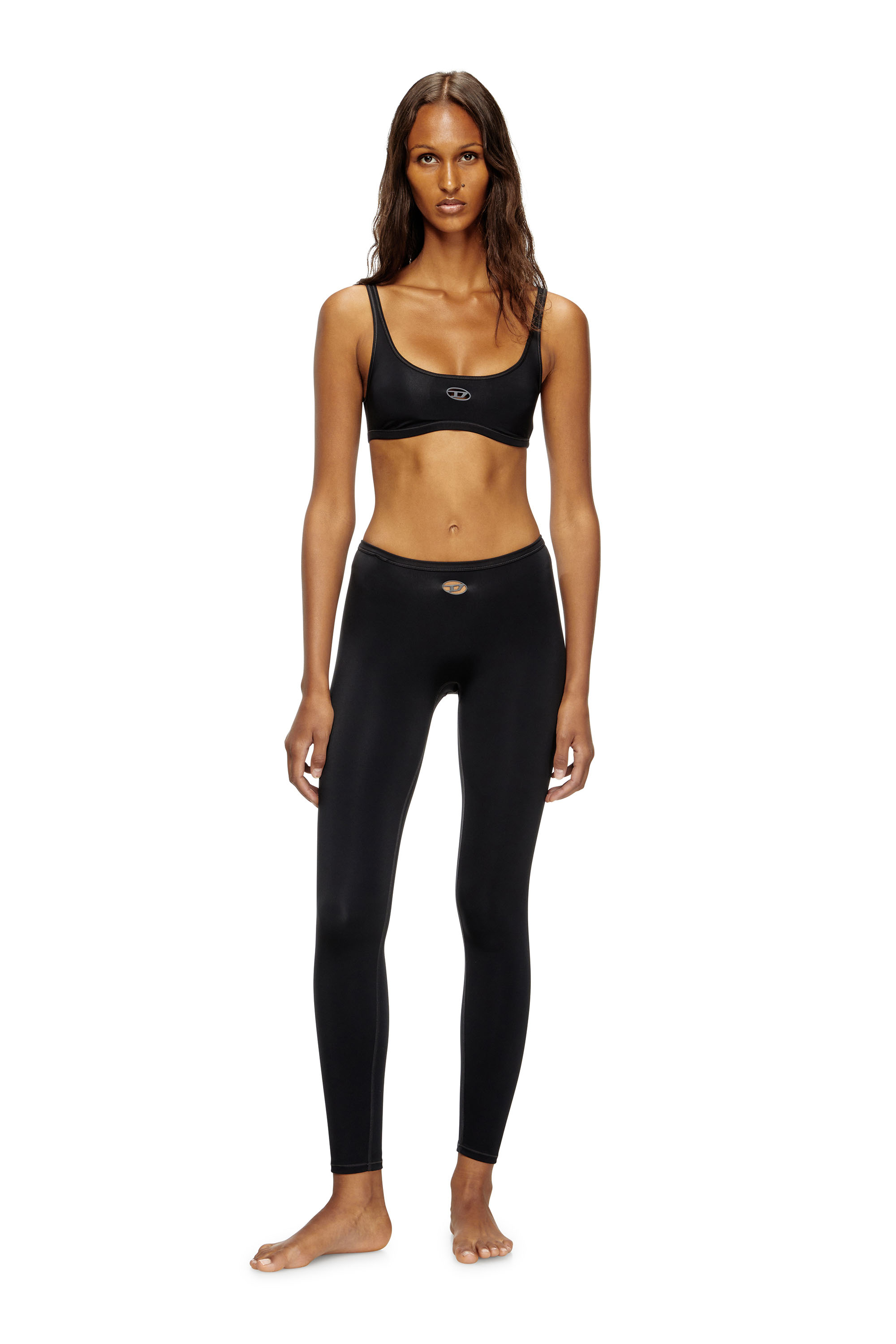 Diesel - MINA-UTLT, Leggings in nylon stretch Donna in Nero - 1