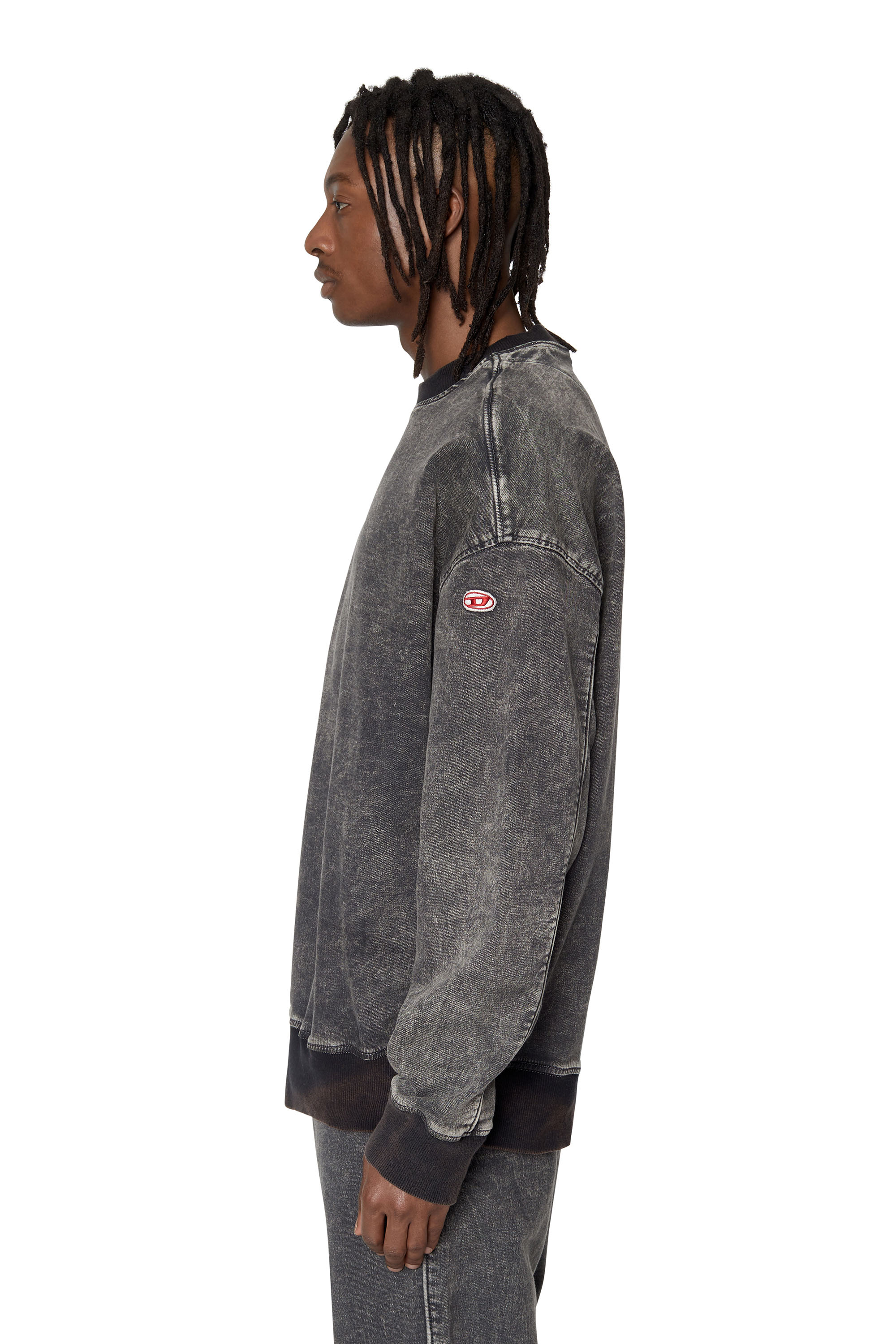 Diesel - D-KRIB TRACK DENIM SWEATSHIRT, Nero/Grigio scuro - Image 6