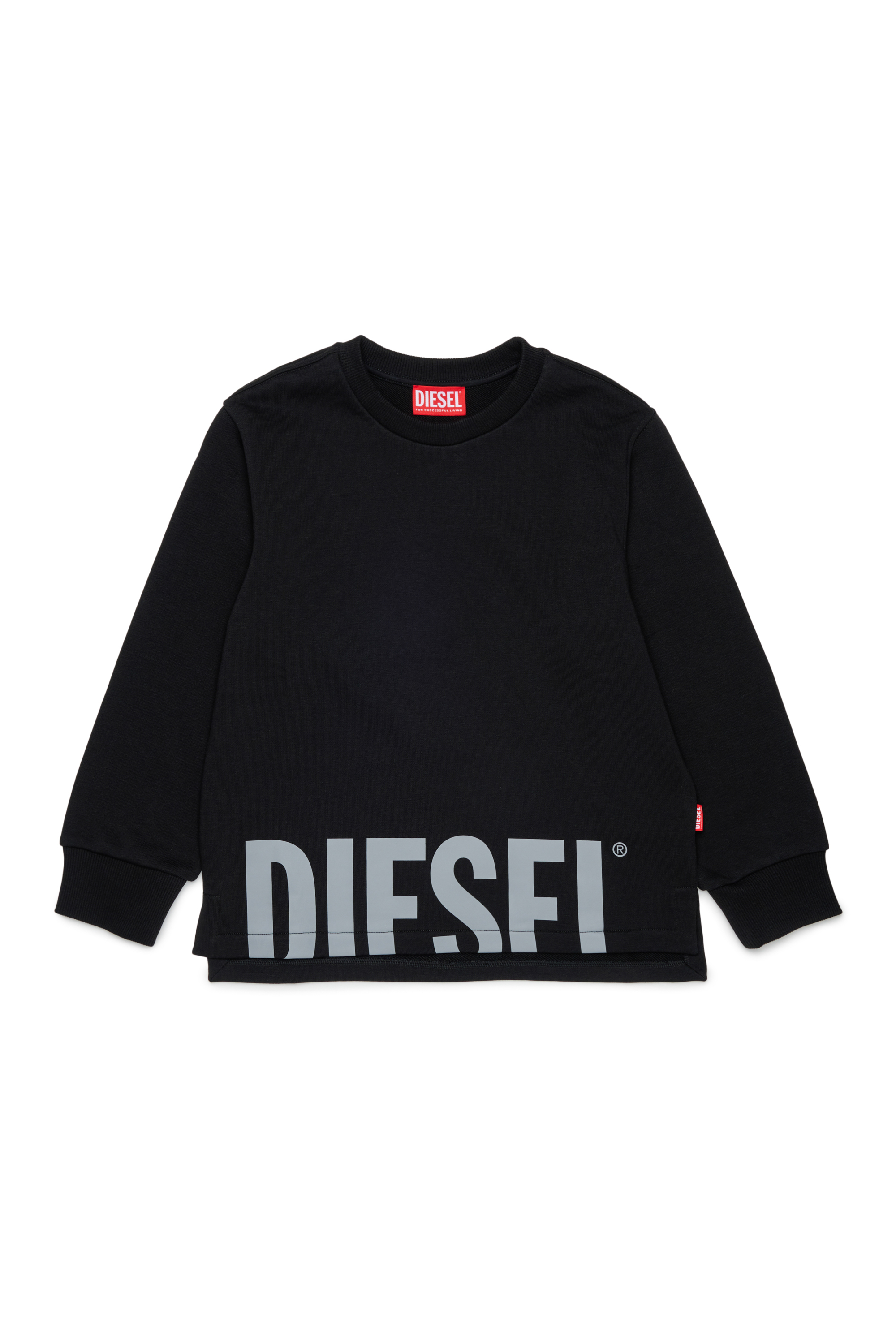 Diesel - SRES OVER, Felpa cut-off con stampa logo Uomo in Nero - 1