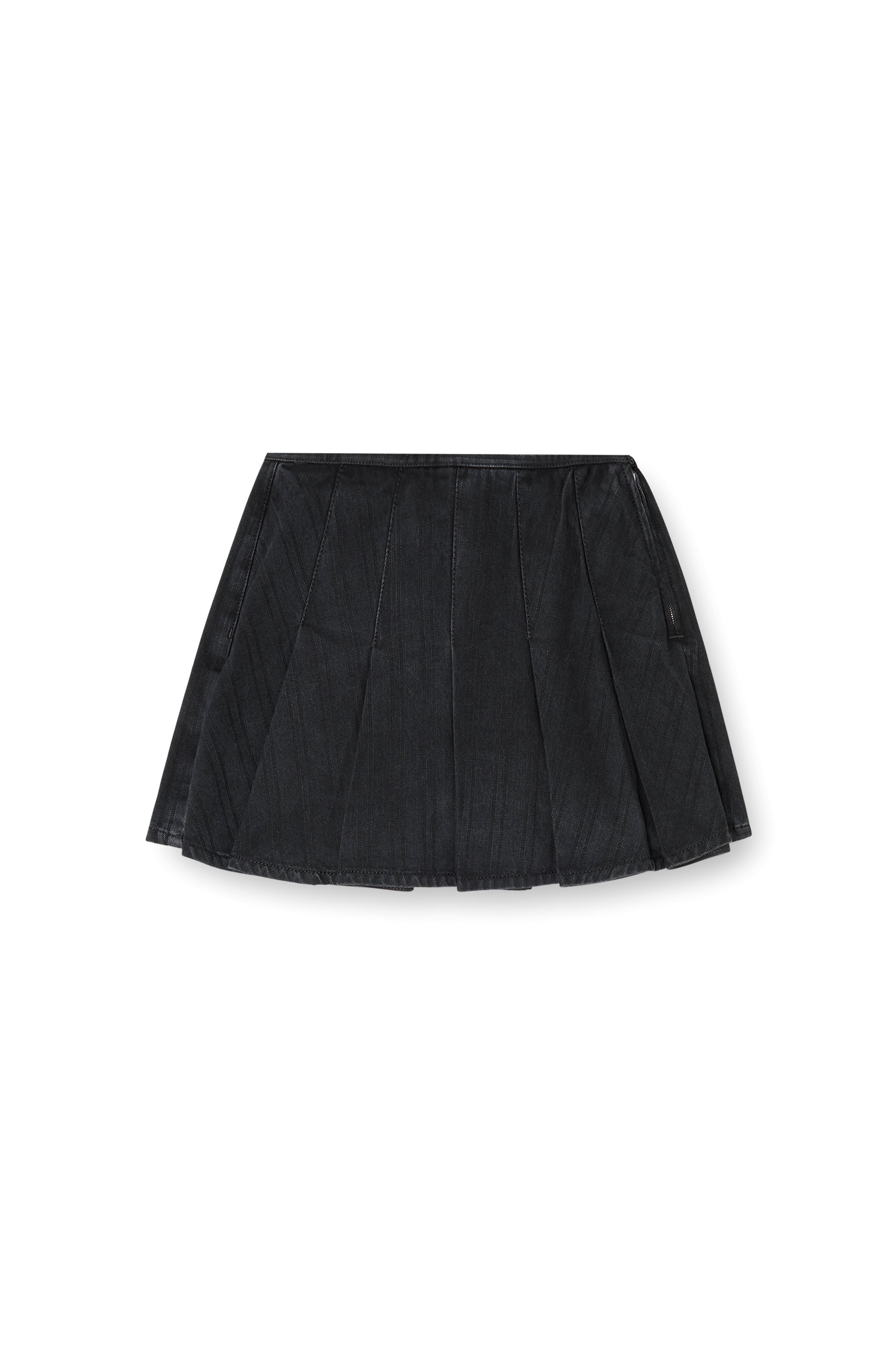 Diesel - DE-SHERO, Gonna pantalone plissettata in denim a righe Donna in Nero - 4