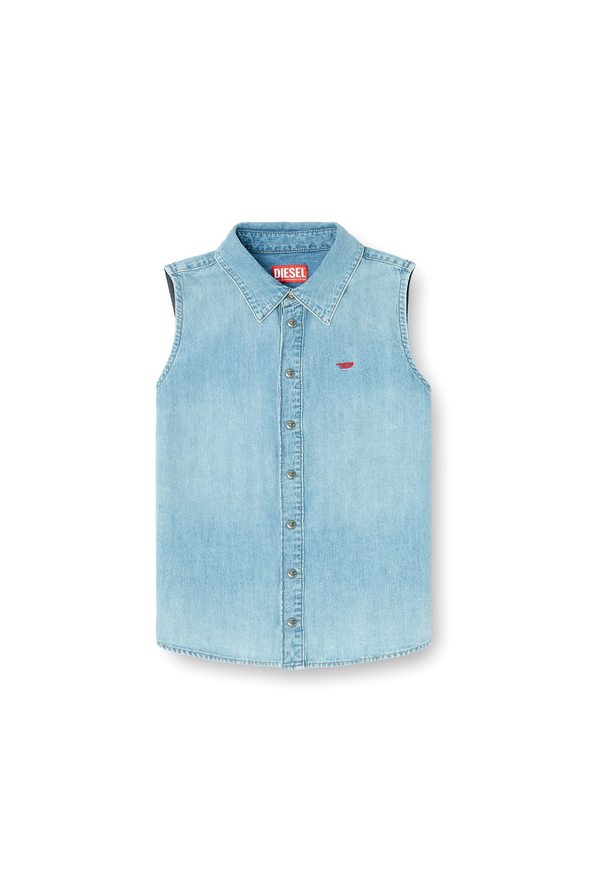 Diesel - DE-EAZY-SL, Camicia in denim senza maniche Donna in Blu - 3