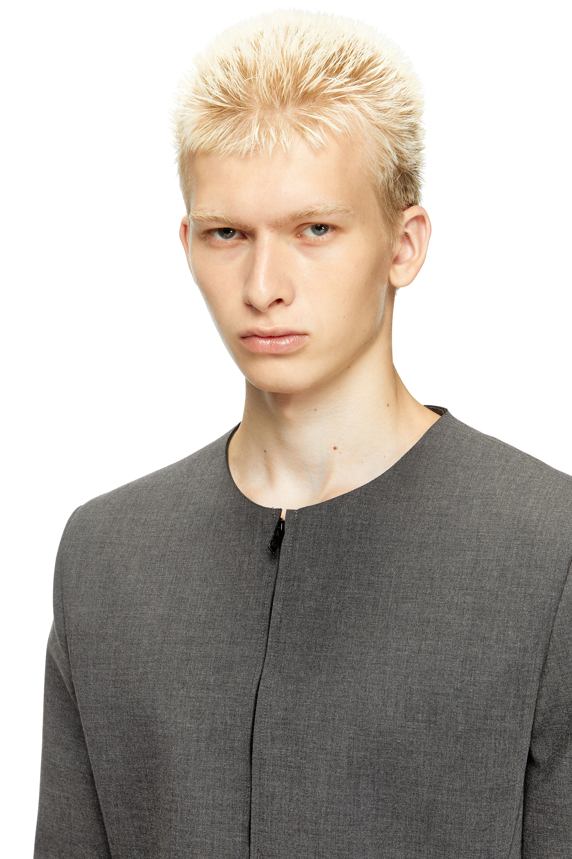 Diesel - J-CESAR-NEO, Giacca senza colletto in tessuto in neoprene doppio Uomo in Grigio - 5