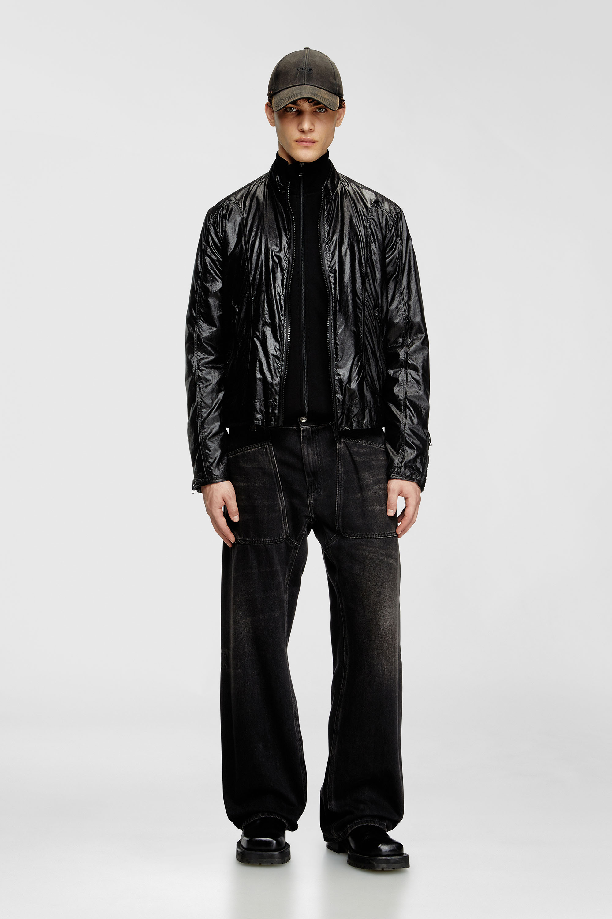 Diesel - J-CLAYS, Giacca biker in ripstop lucido Uomo in Nero - 1