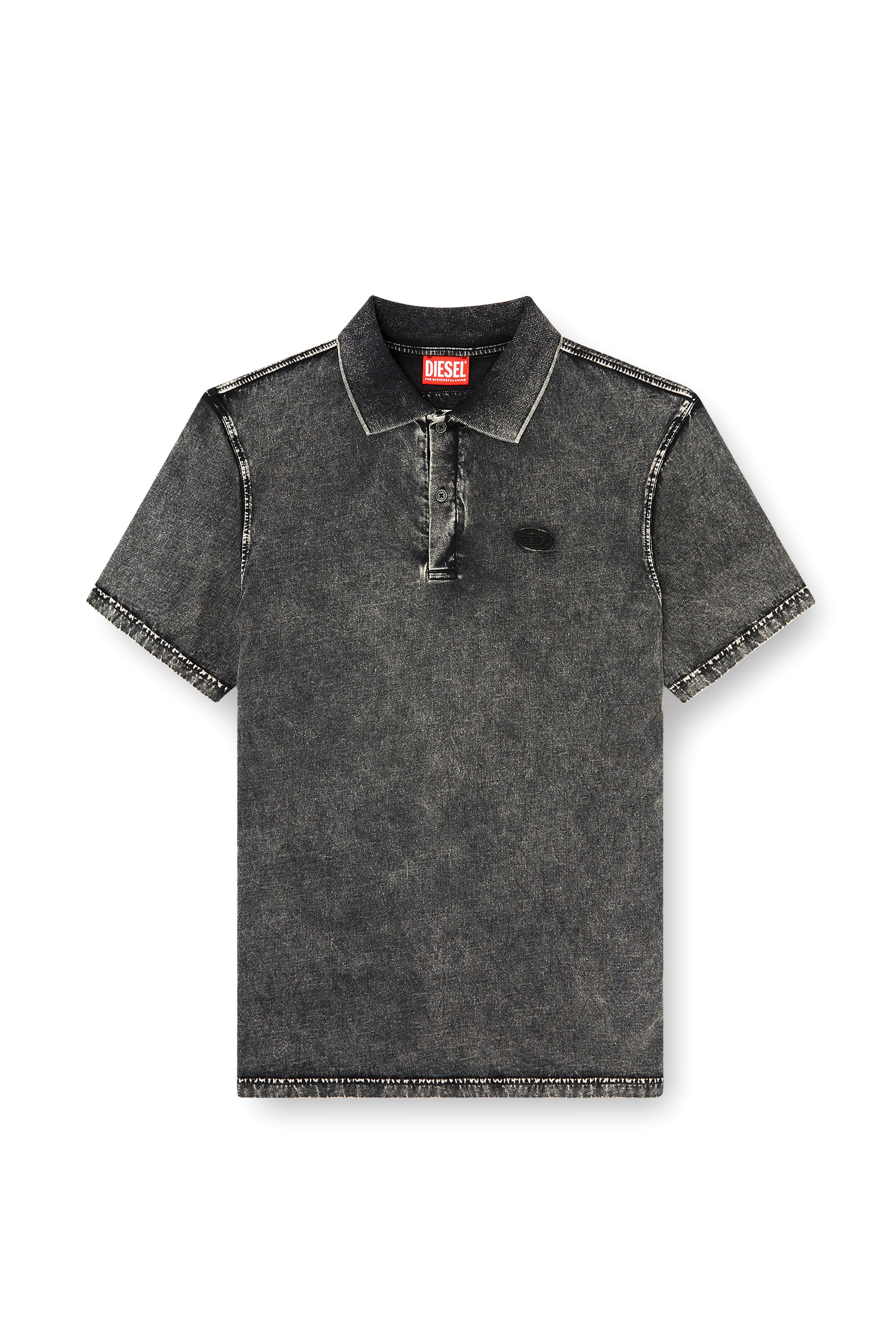 Diesel - T-REJUST-NC-DEN, Polo in jersey effetto denim Uomo in Grigio - 3