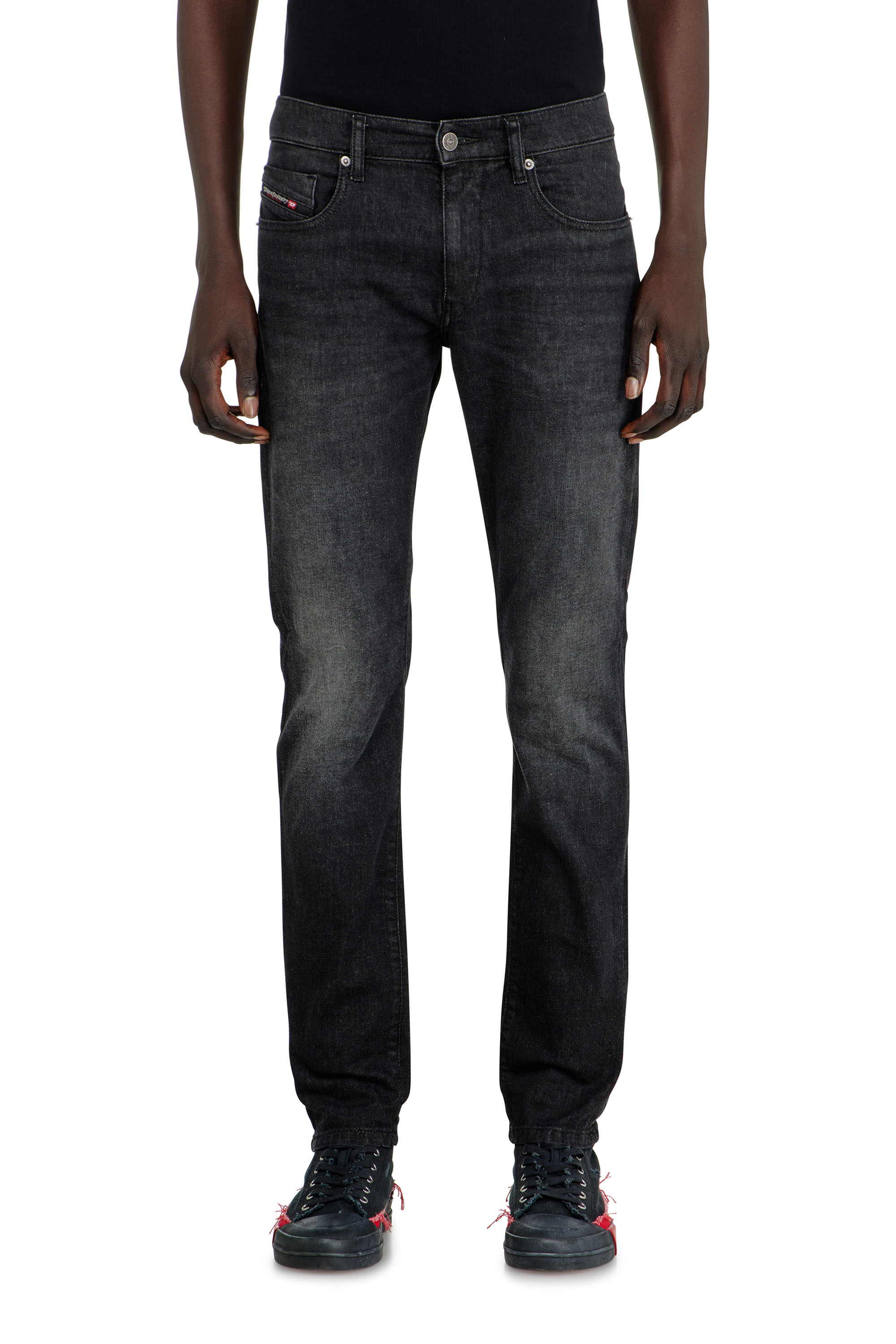 Diesel - Slim Jeans 2019 D-Strukt 0DBDT Uomo, Nero/Grigio scuro - Image 4