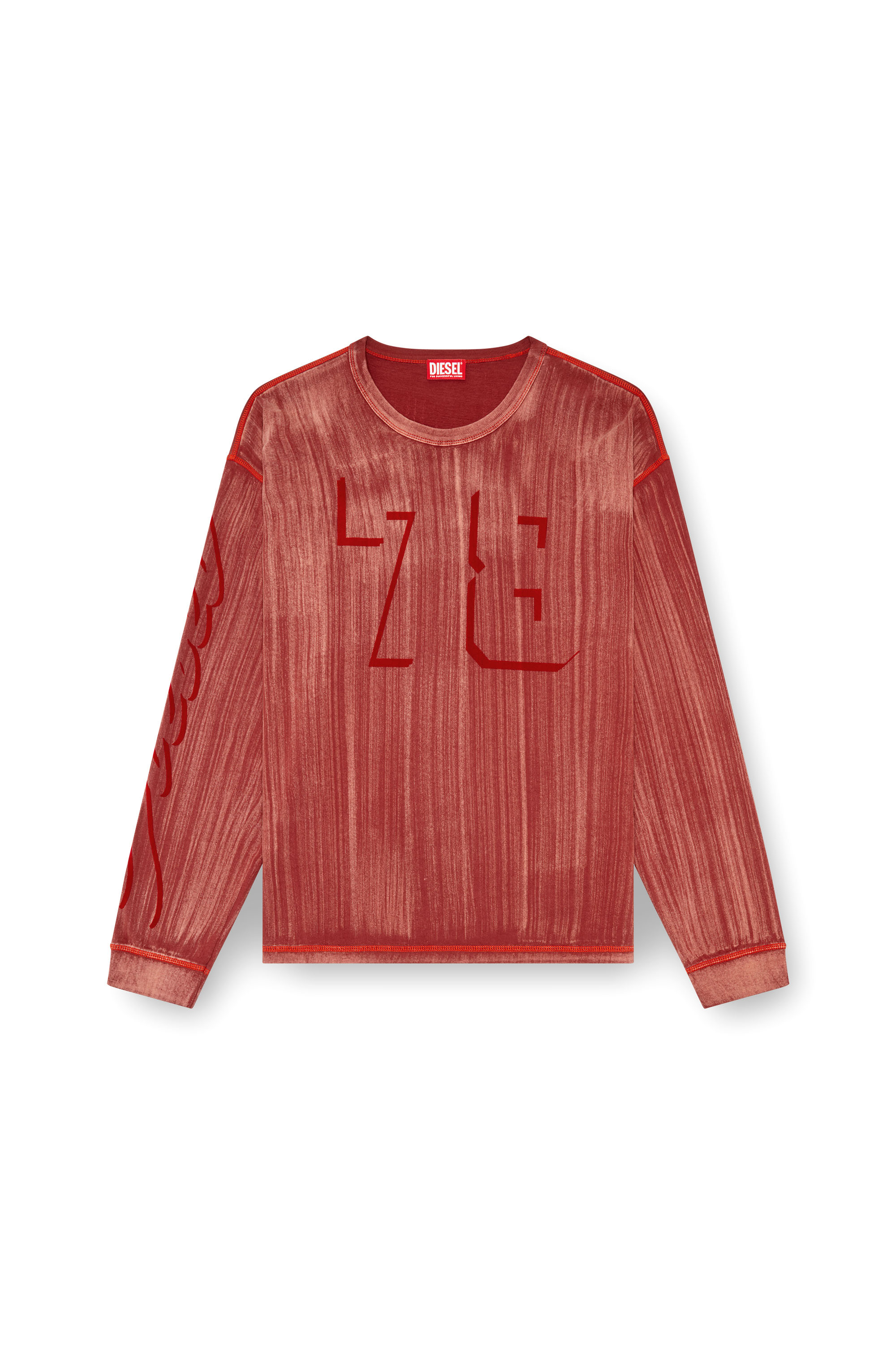 Diesel - T-BOXT-LS-Q2, Uomo T-shirt a maniche lunghe con pennellate in Rosso - Image 4