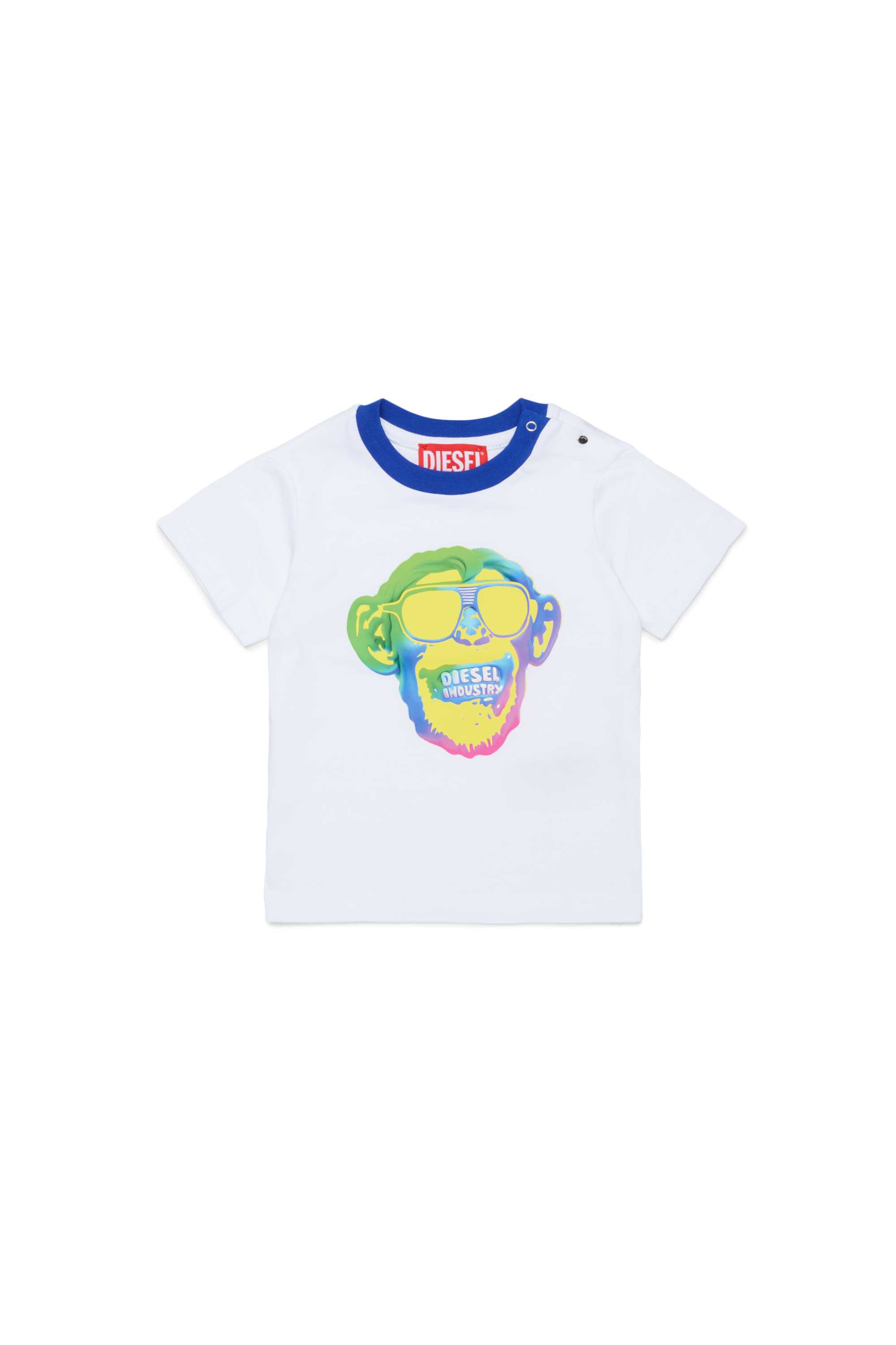 Diesel - TOKEYB, T-shirt in cotone con stampa scimmia Uomo in Bianco - 1