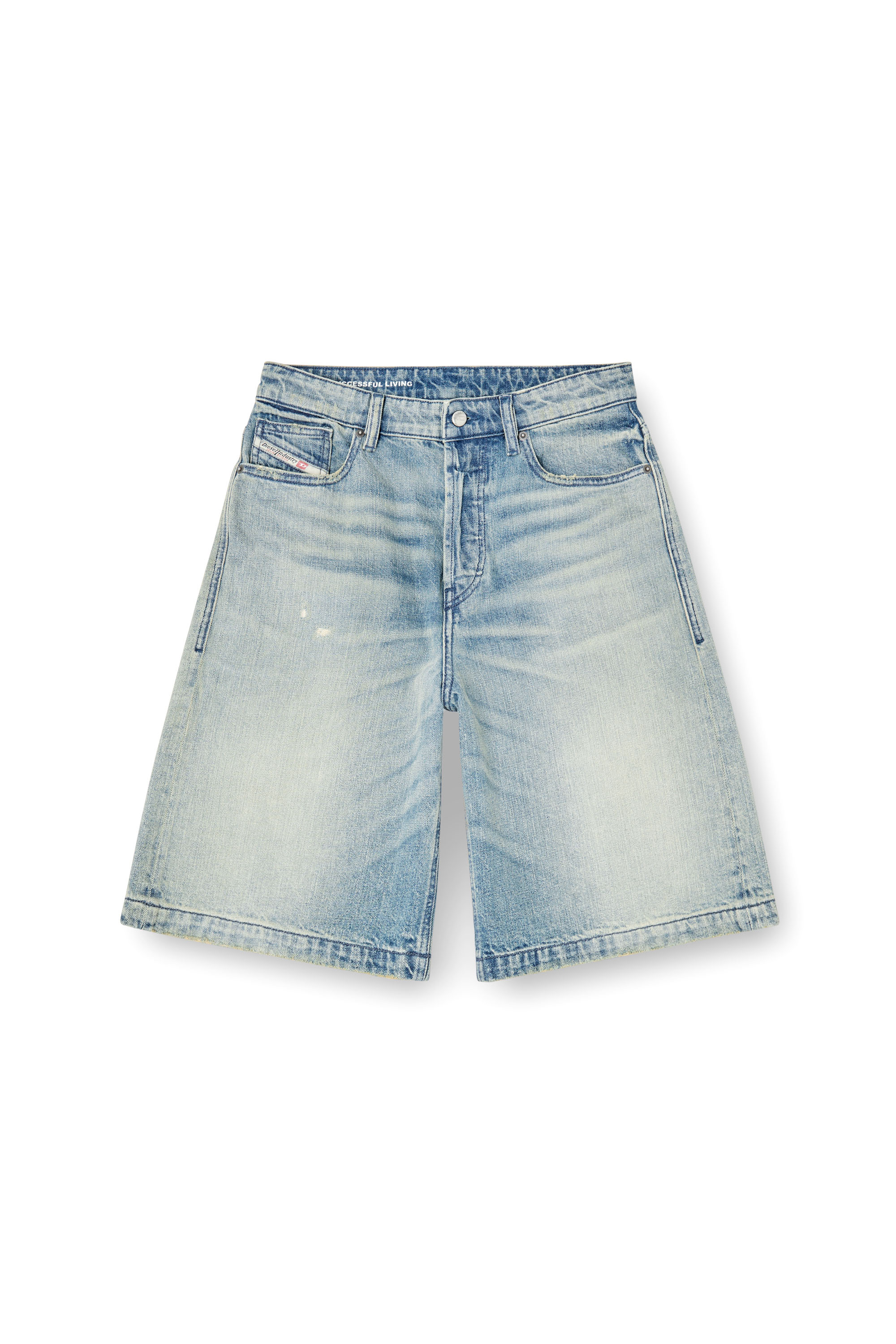 Diesel - DE-SIRE-SHORT, Short in denim effetto vissuto Donna in Blu - 3