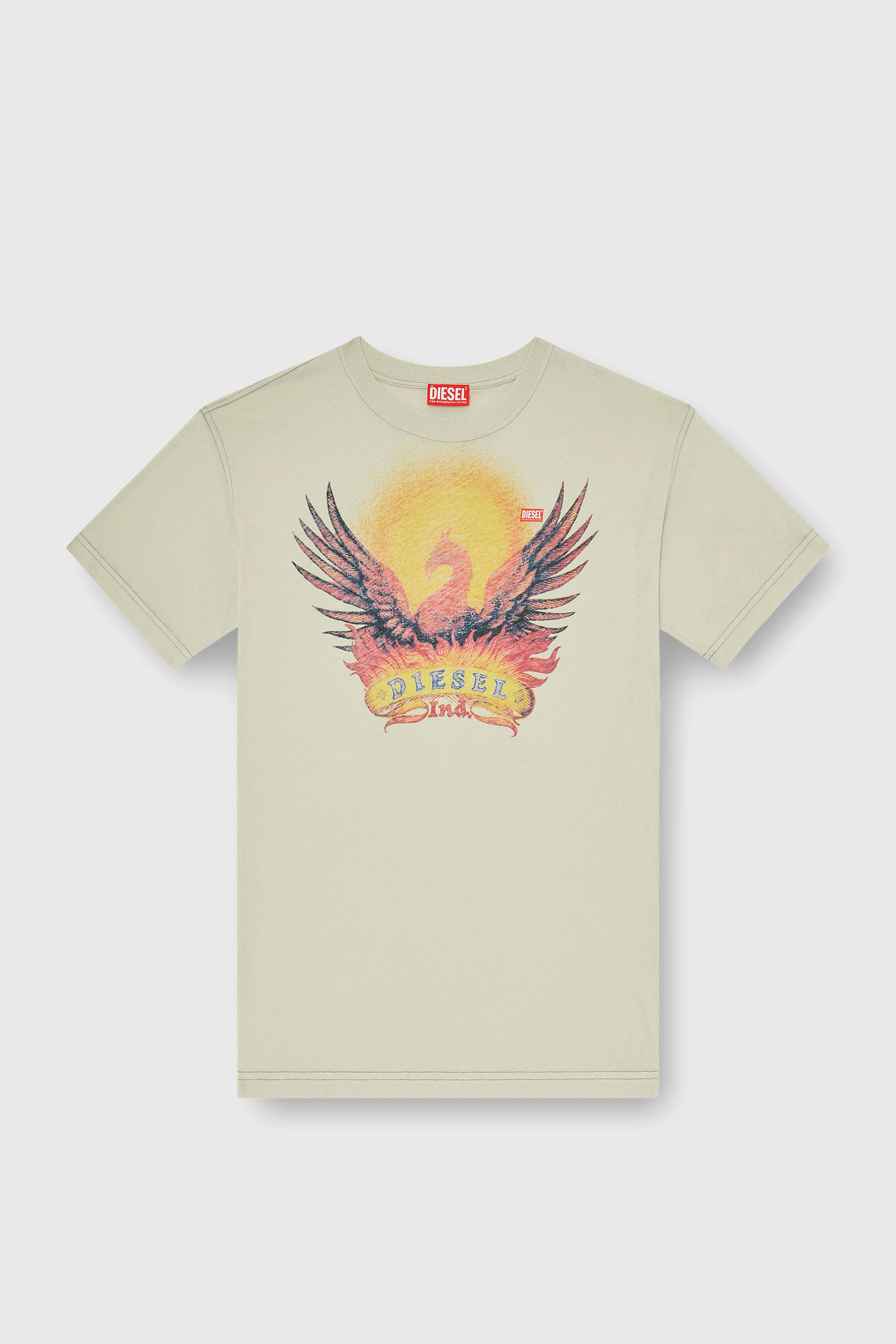 Diesel - T-NORM-AA1, T-shirt regular con stampa Phoenix Uomo in Beige - 2