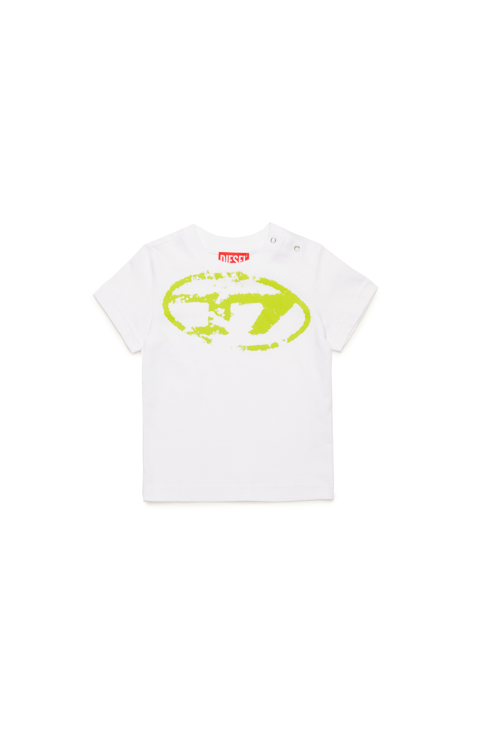 Diesel - TBOXTN14B, T-shirt con logo Oval D distressed Unisex in Bianco - 1