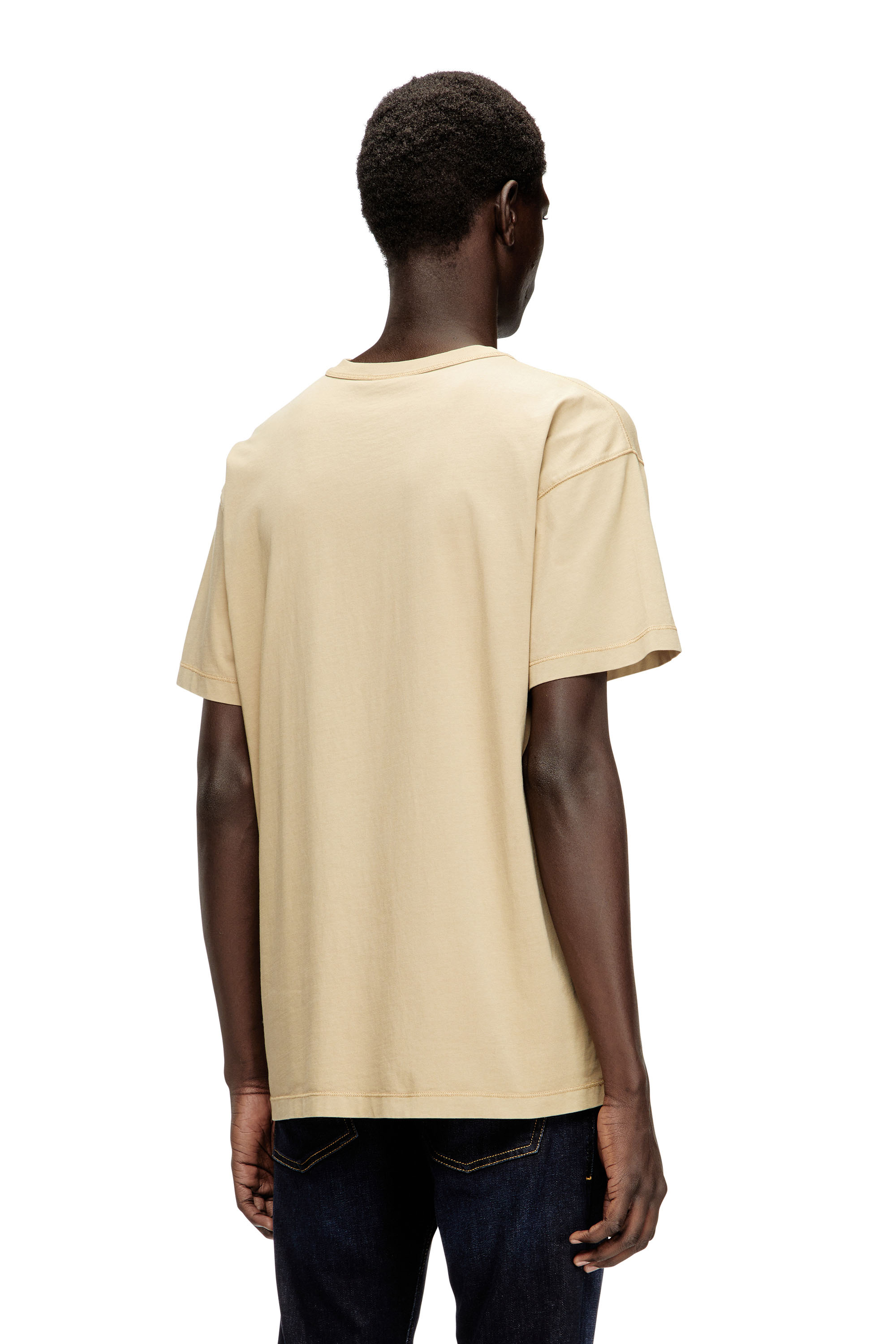 Diesel - T-NORM-IOD, Light cotton T-shirt with metallic Oval D logo Uomo in Beige - 4