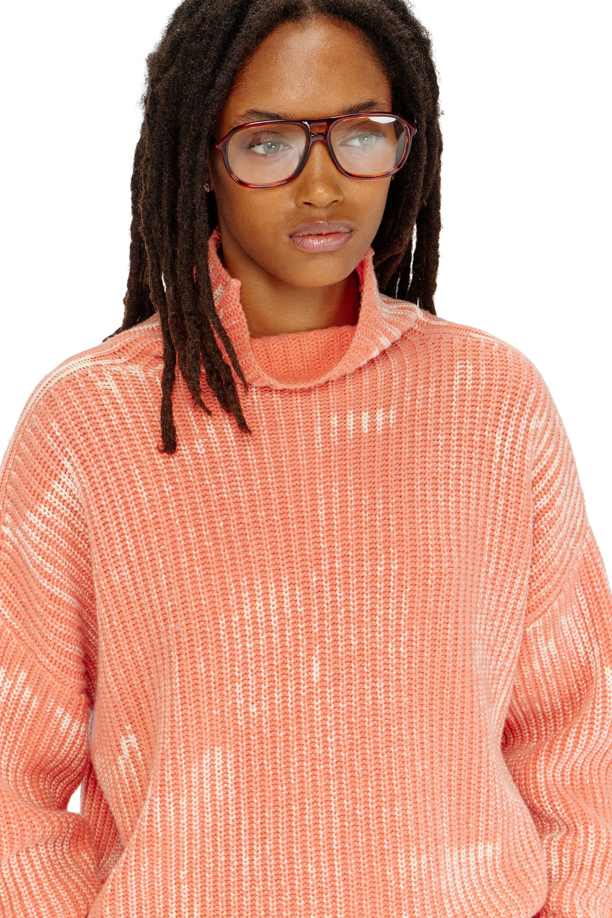 Diesel - M-AMET, Maglione a collo funnel in misto lana a costine Donna in ToBeDefined - 5