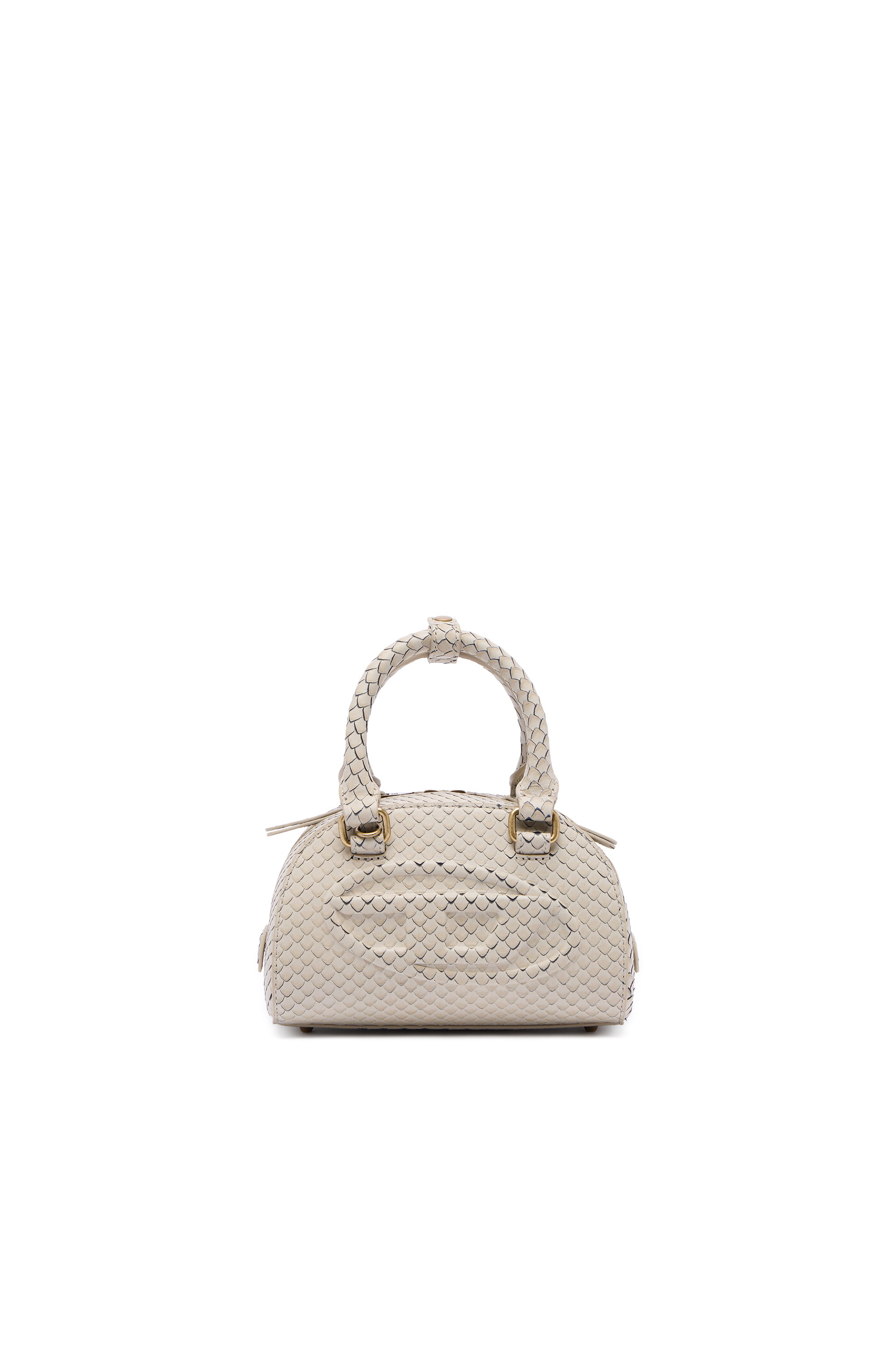 Diesel - 1DR DOME CROSSBODY, 1DR Dome-Borsa bowling mini in pelle effetto snake Donna in Beige - 1