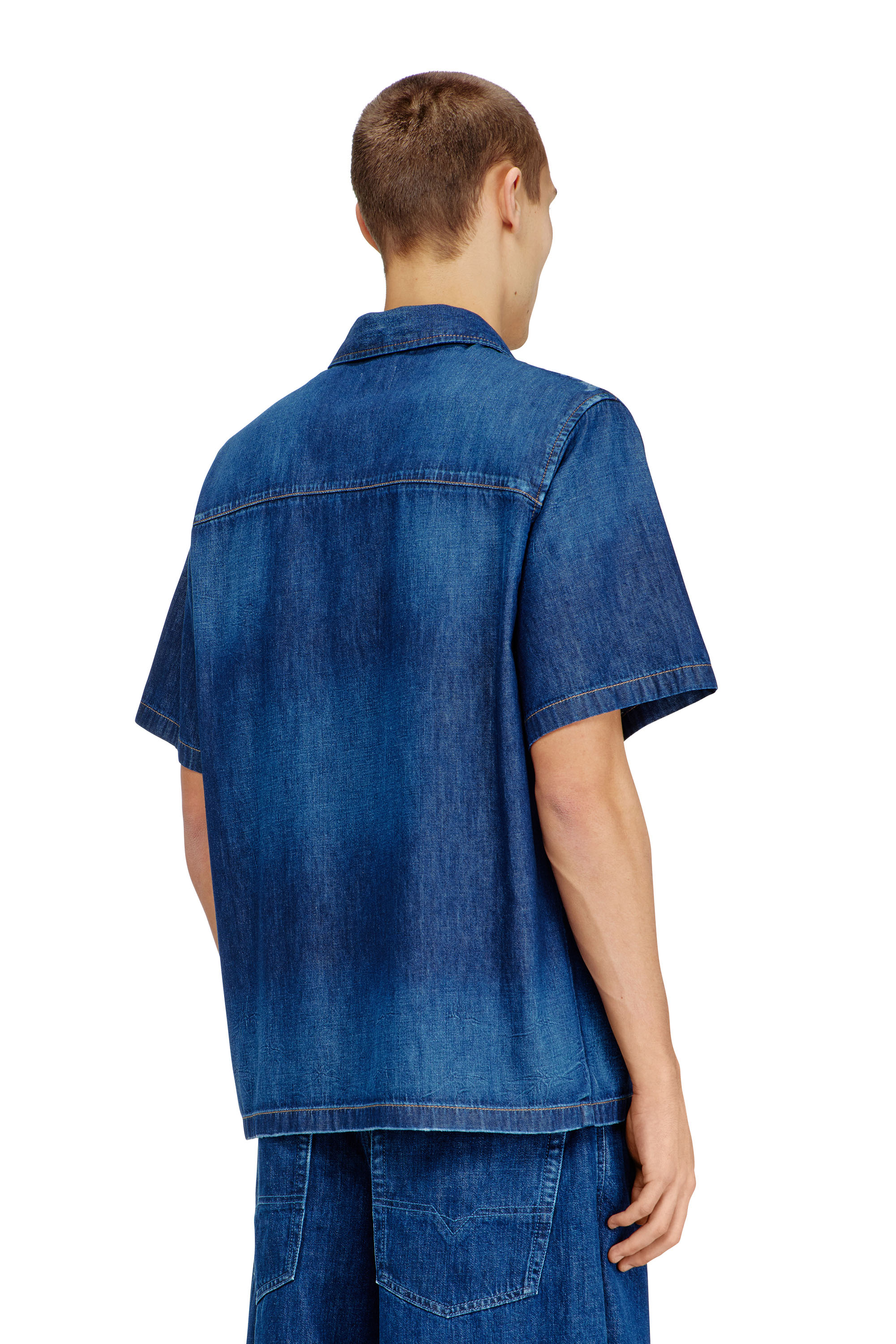 Diesel - D-NABIL-D, Camicia in denim a maniche corte Uomo in Blu - 4