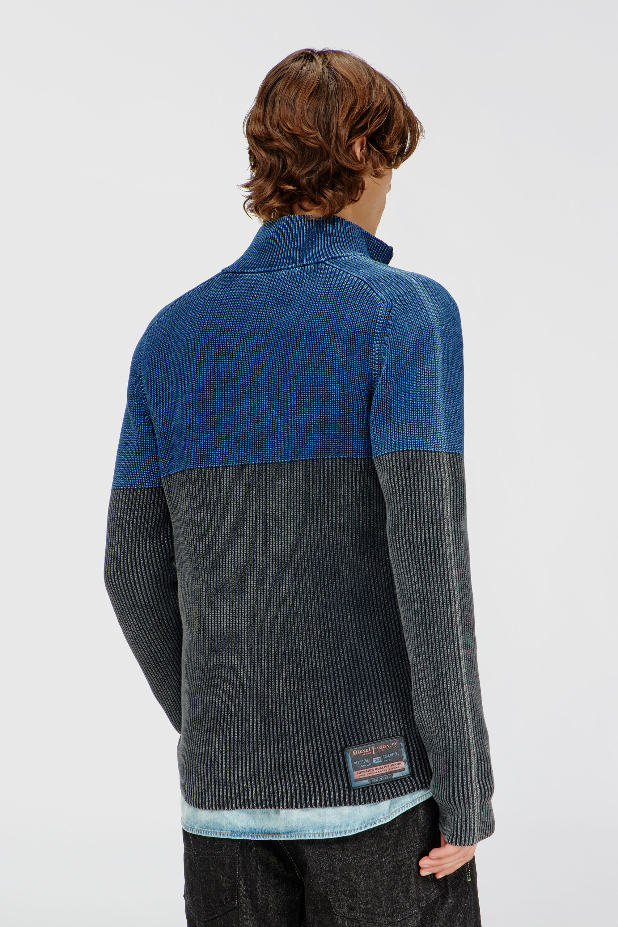 Diesel - K-HERMOS, Cardigan con zip effetto denim bicolore Uomo in Multicolor - 3