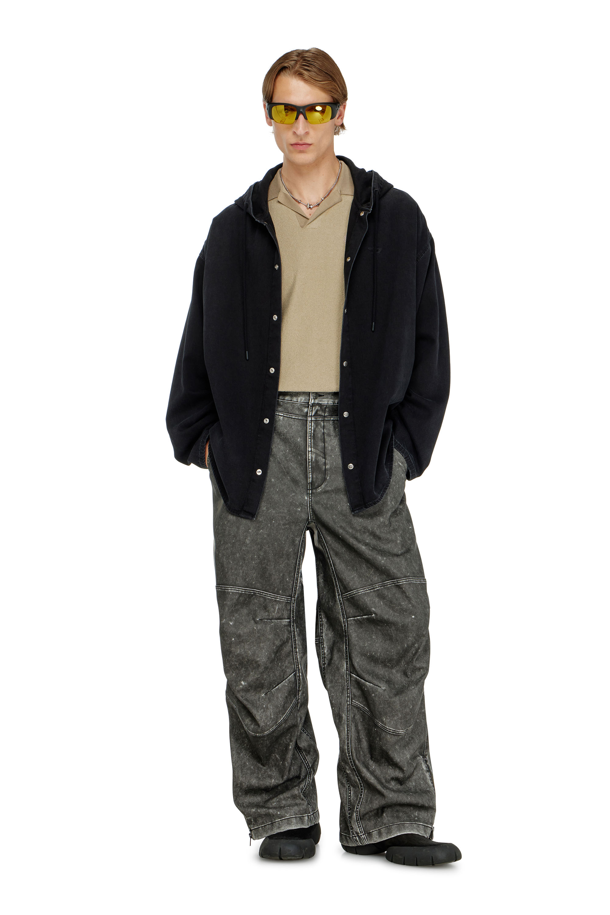 Diesel - P-DELLY-NJCJ, Pantaloni in tessuto doppiato effetto distressed Uomo in ToBeDefined - 1