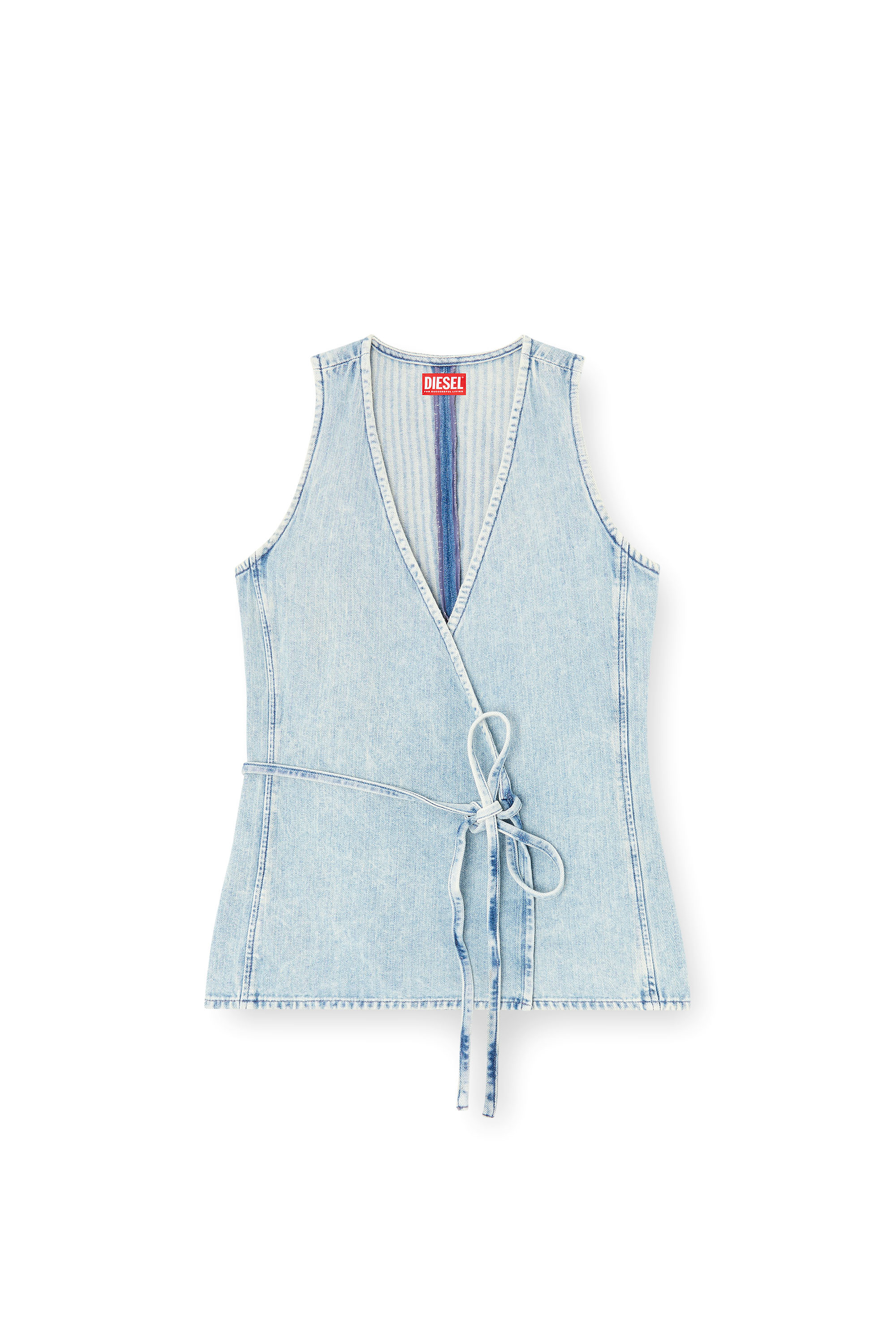 Diesel - DE-VERN, Top a portafoglio in denim herringbone Donna in Blu - 3