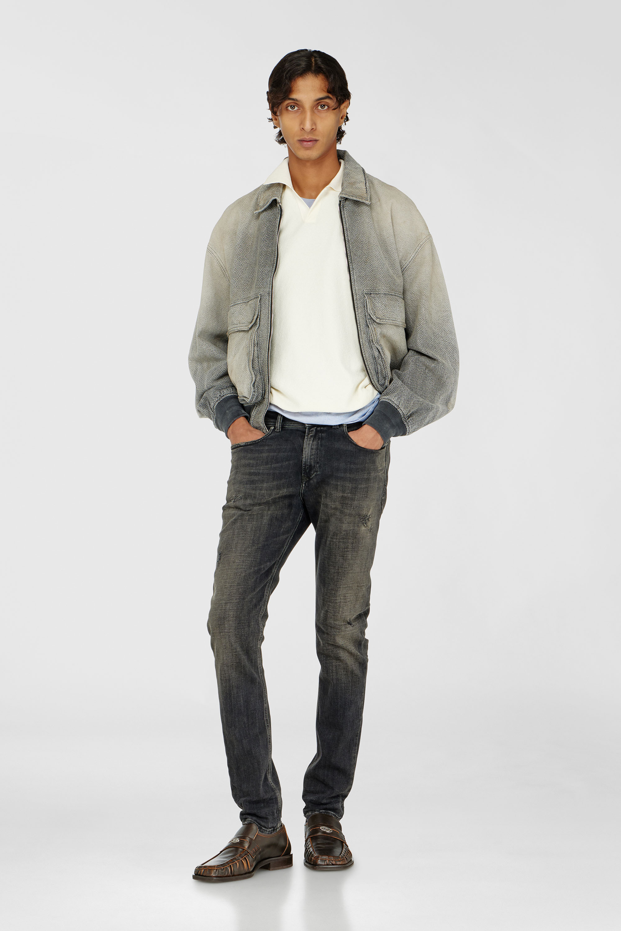 Diesel - Man's Skinny Jeans 1979 Sleenker 09P77, Black/Dark grey - 1