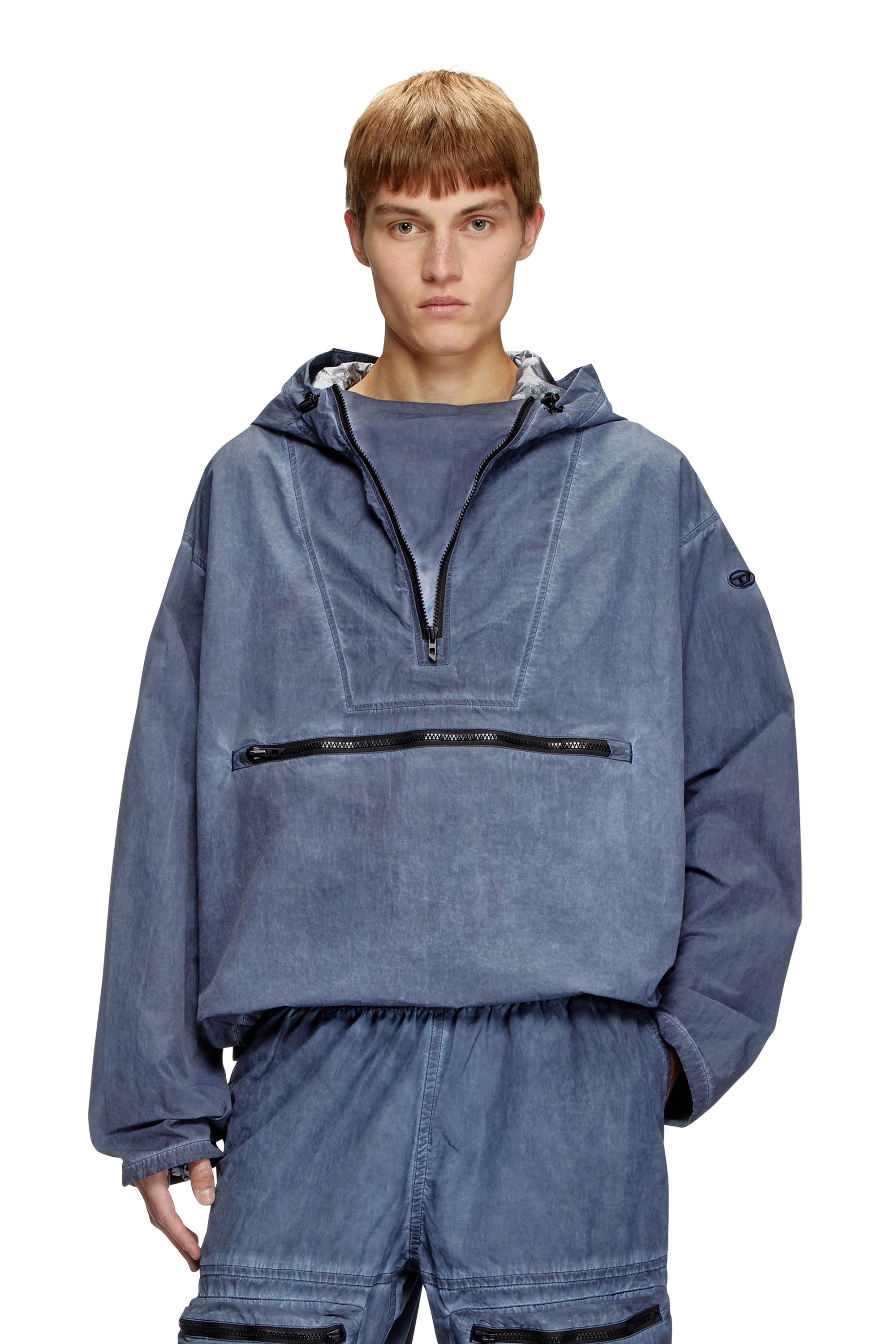 Diesel - J-NOODE-A, Man's Packable hooded anorak jacket in Blue - 1