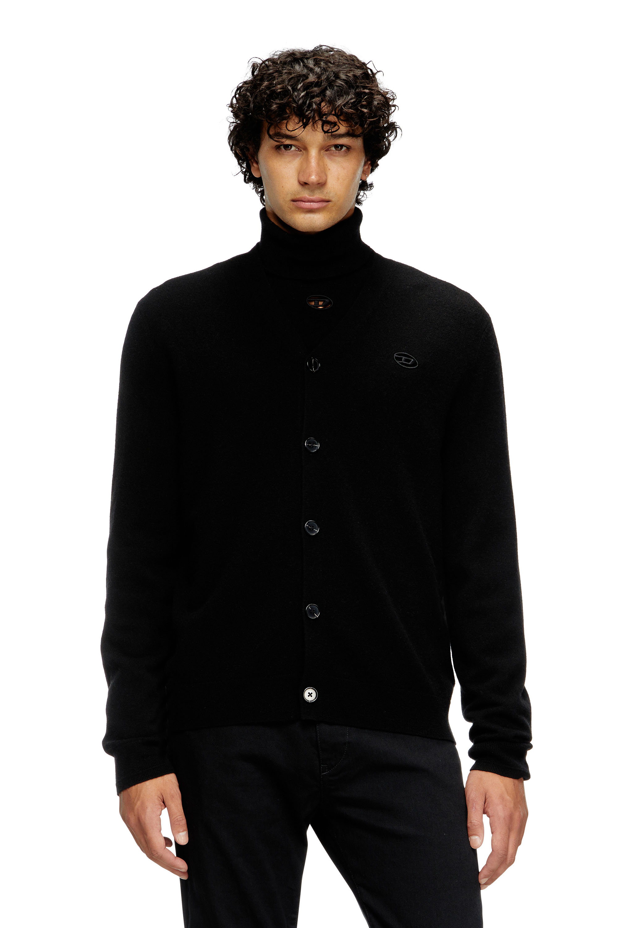 Diesel - K-ZANNIS, Cardigan in lana e cotone Uomo in Nero - 1
