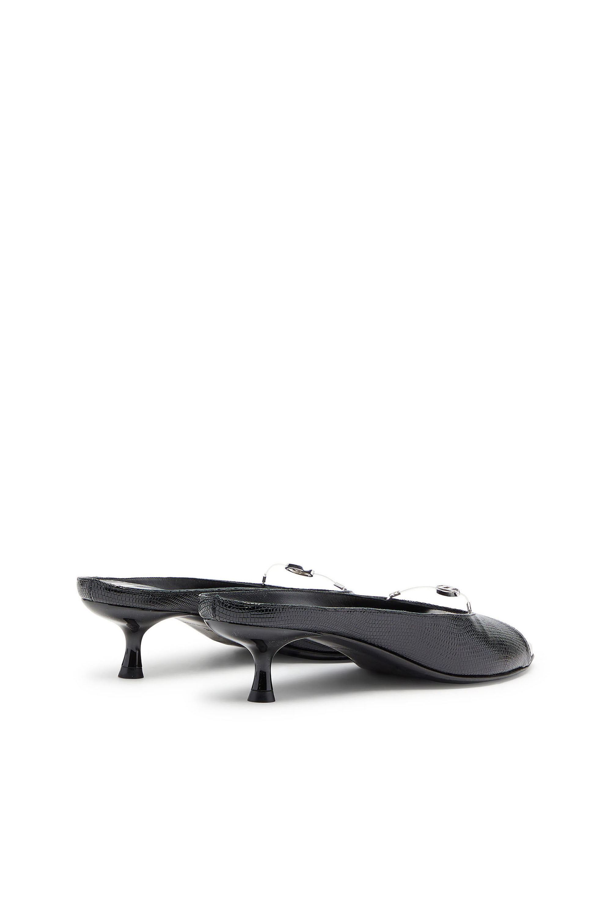 Diesel - D-DIAM'S-SA-40, D-Diam's - Mules in pelle con Oval D sospeso Donna in Nero - 3