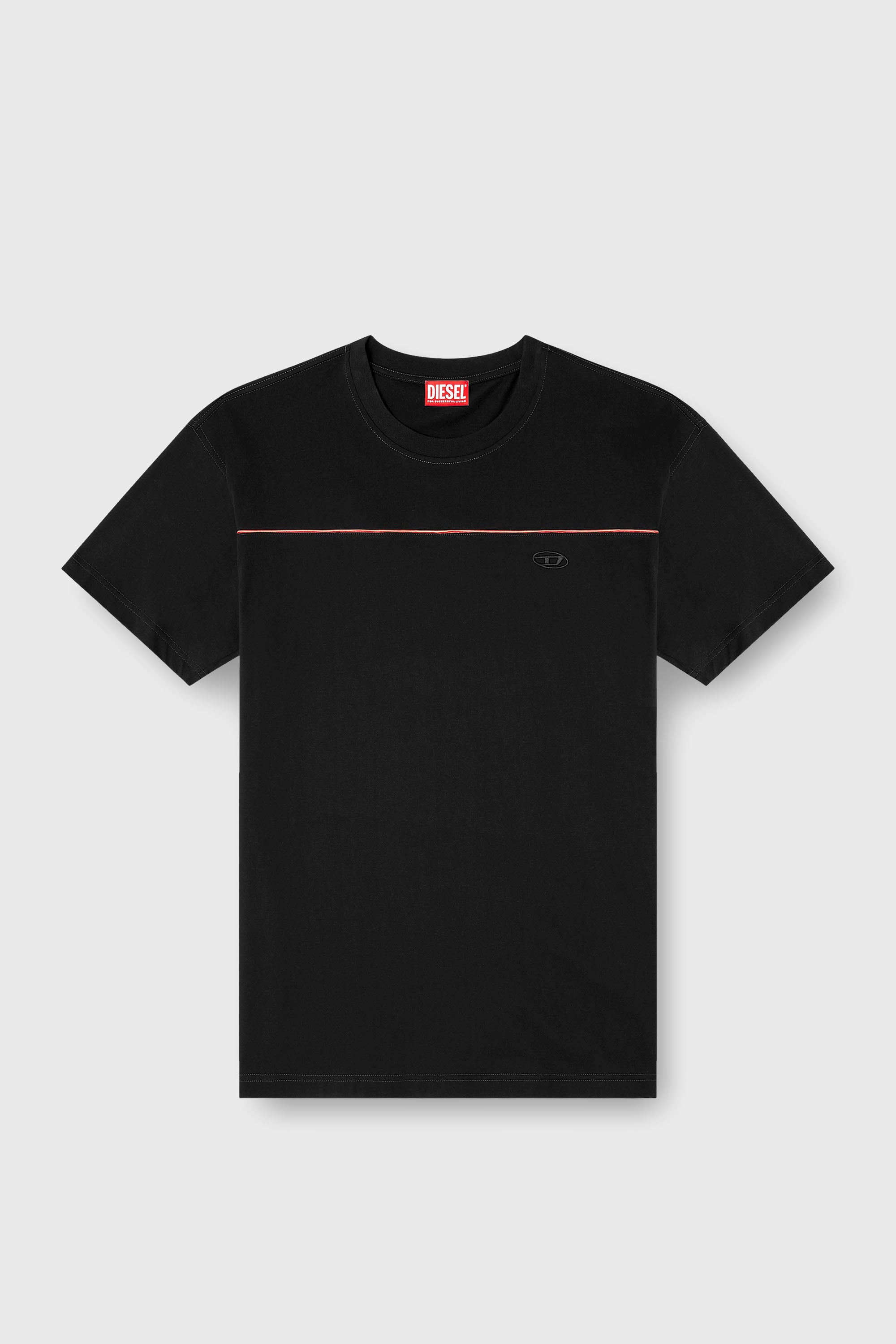 Diesel - T-NORM-PIPING, T-shirt con profili a contrasto Uomo in Nero - 2