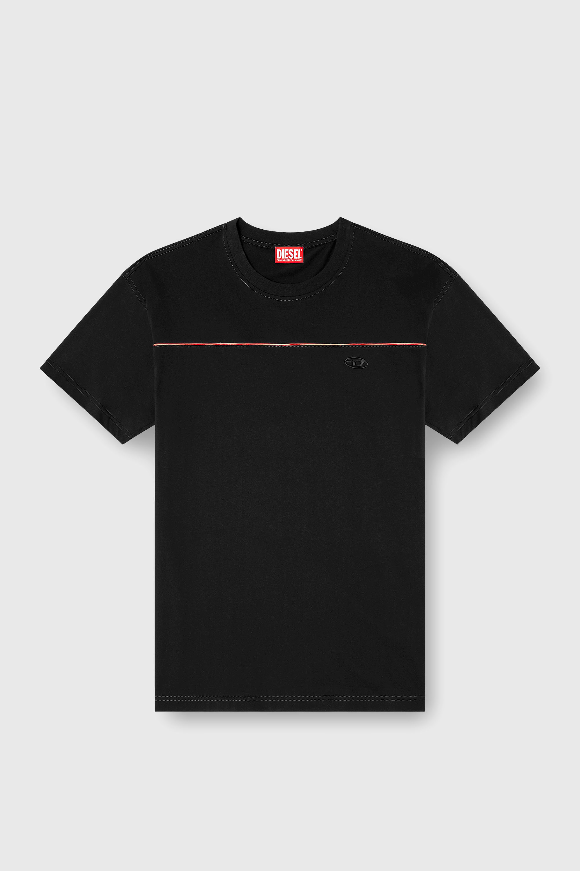 Diesel - T-NORM-PIPING, T-shirt con profili a contrasto Uomo in Nero - 2