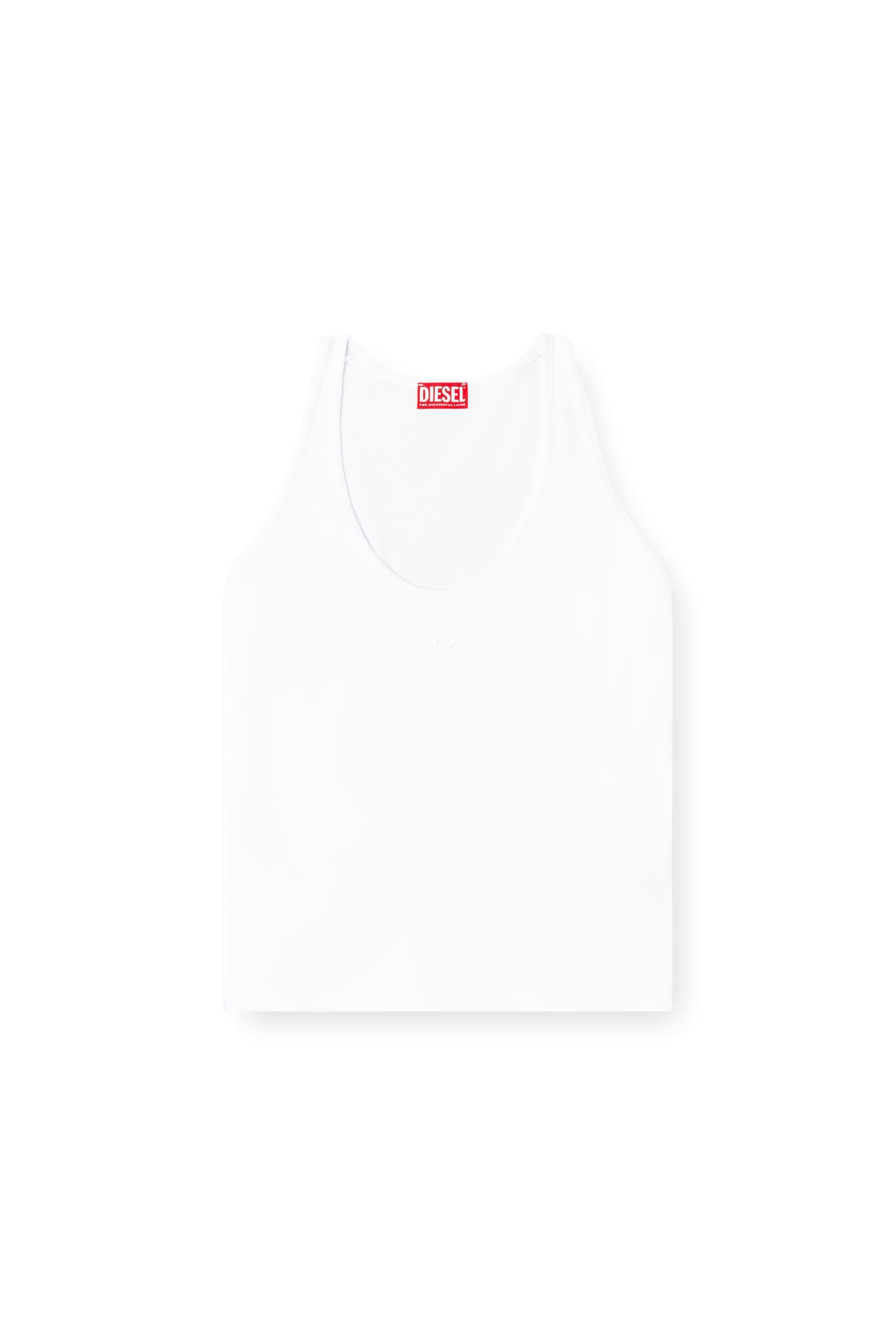 Diesel - T-IPSYA-LKDS, Canotta a costine con Oval D Donna in Bianco - 4
