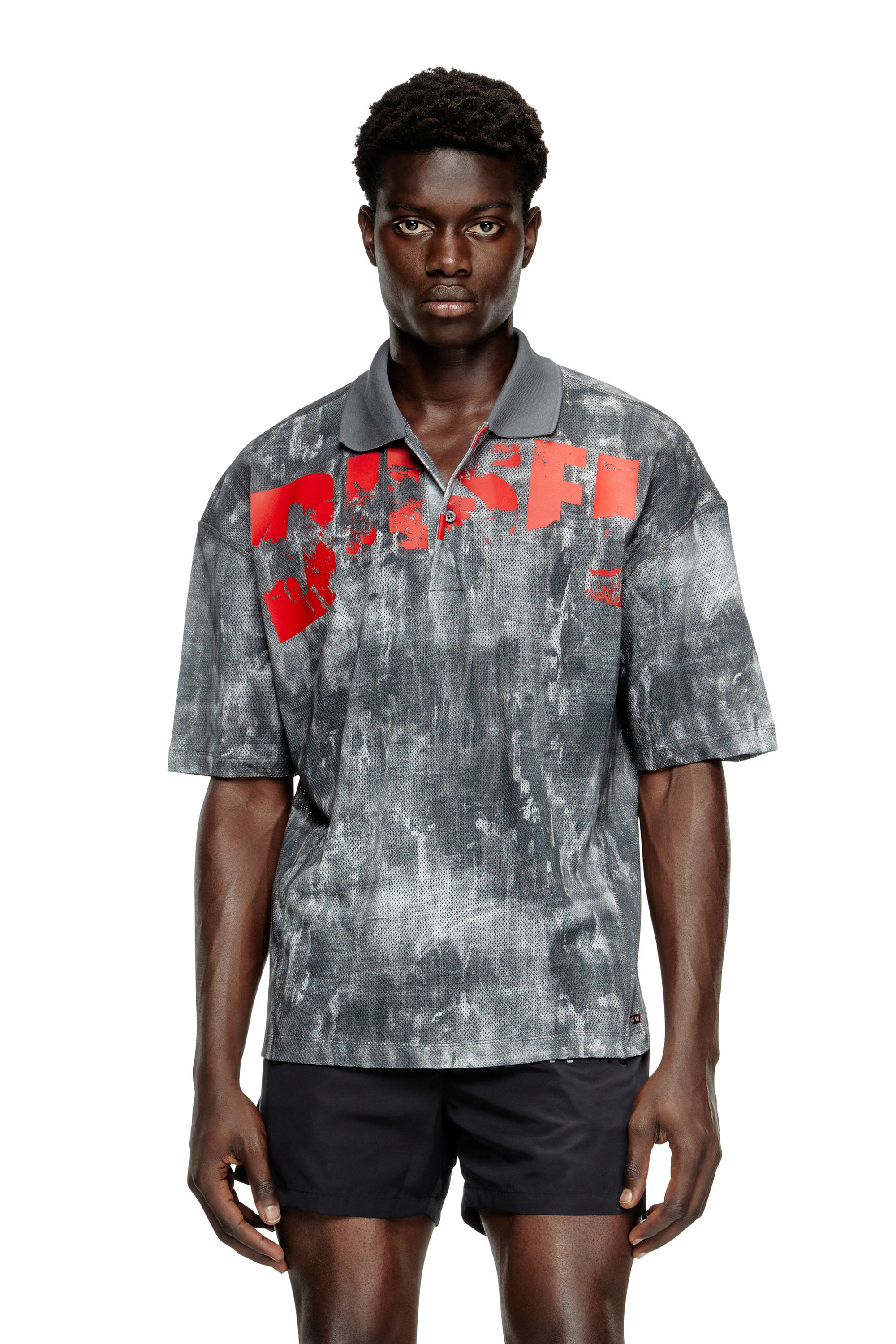 Diesel - TIMOTHEE-D-POP, Polo da mare in rete stampata Uomo in Multicolor - 1