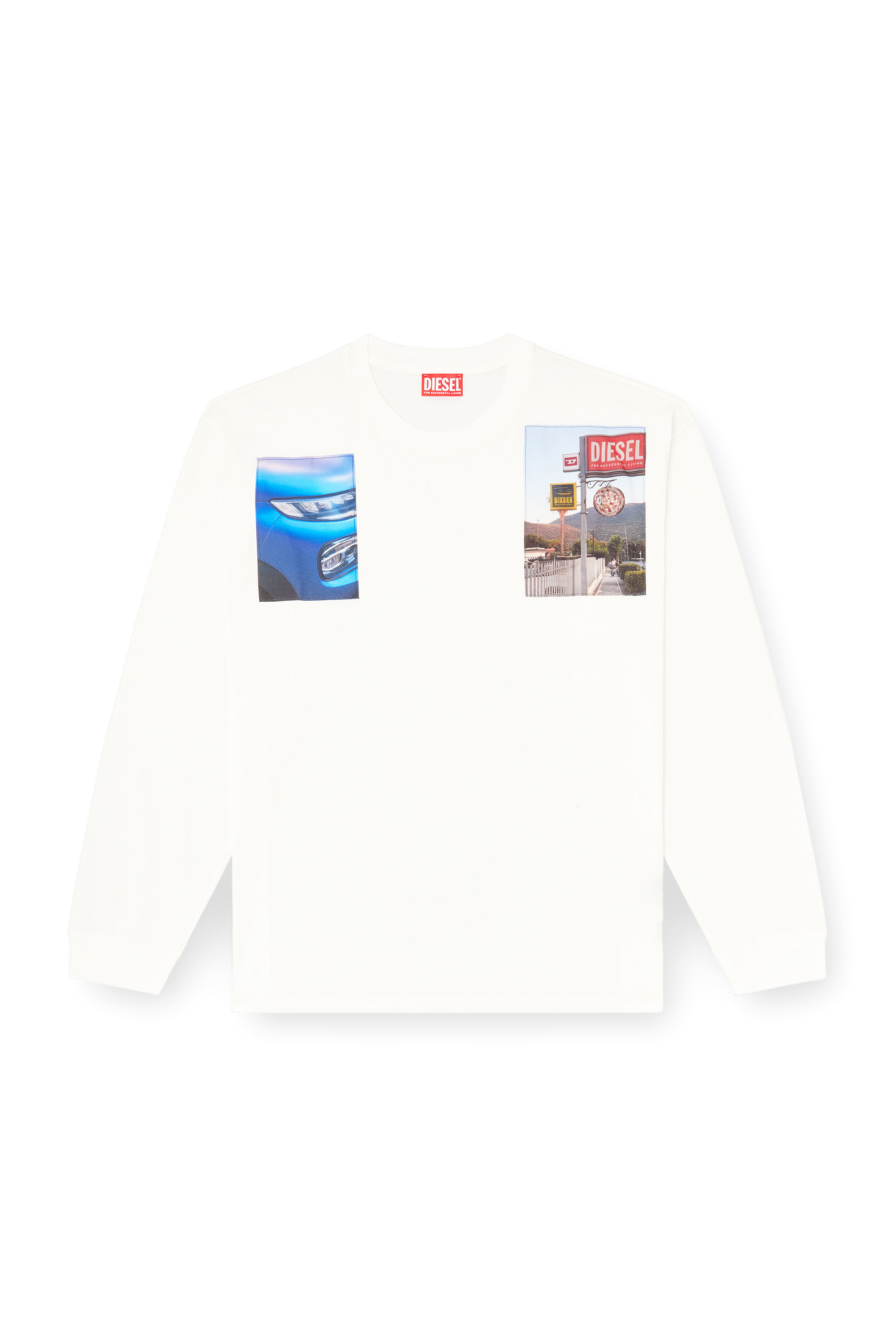 Diesel - T-BOXT-LS-T5, T-shirt a manica lunga con patch fotografiche Uomo in Bianco - 3