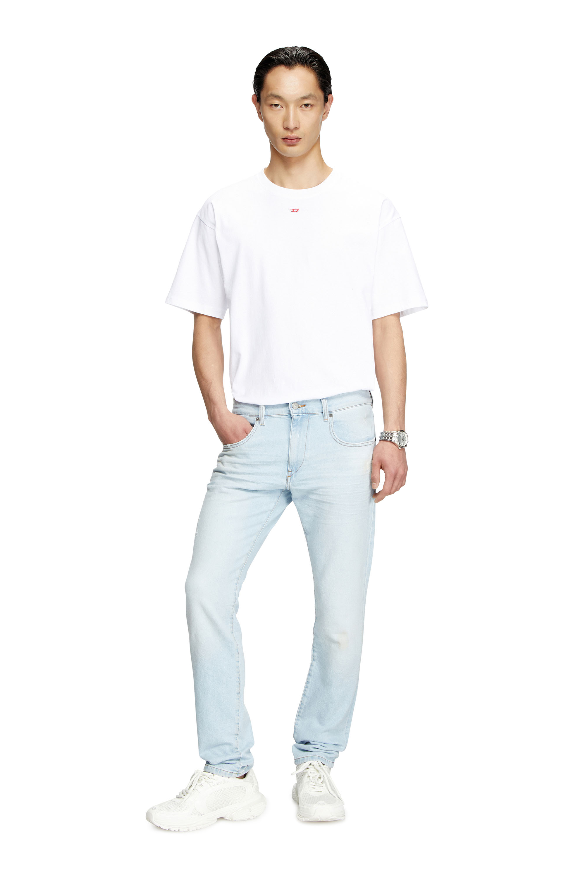 Diesel - Slim Jeans 2019 D-Strukt 0CLBF Uomo, Blu Chiaro - Image 2