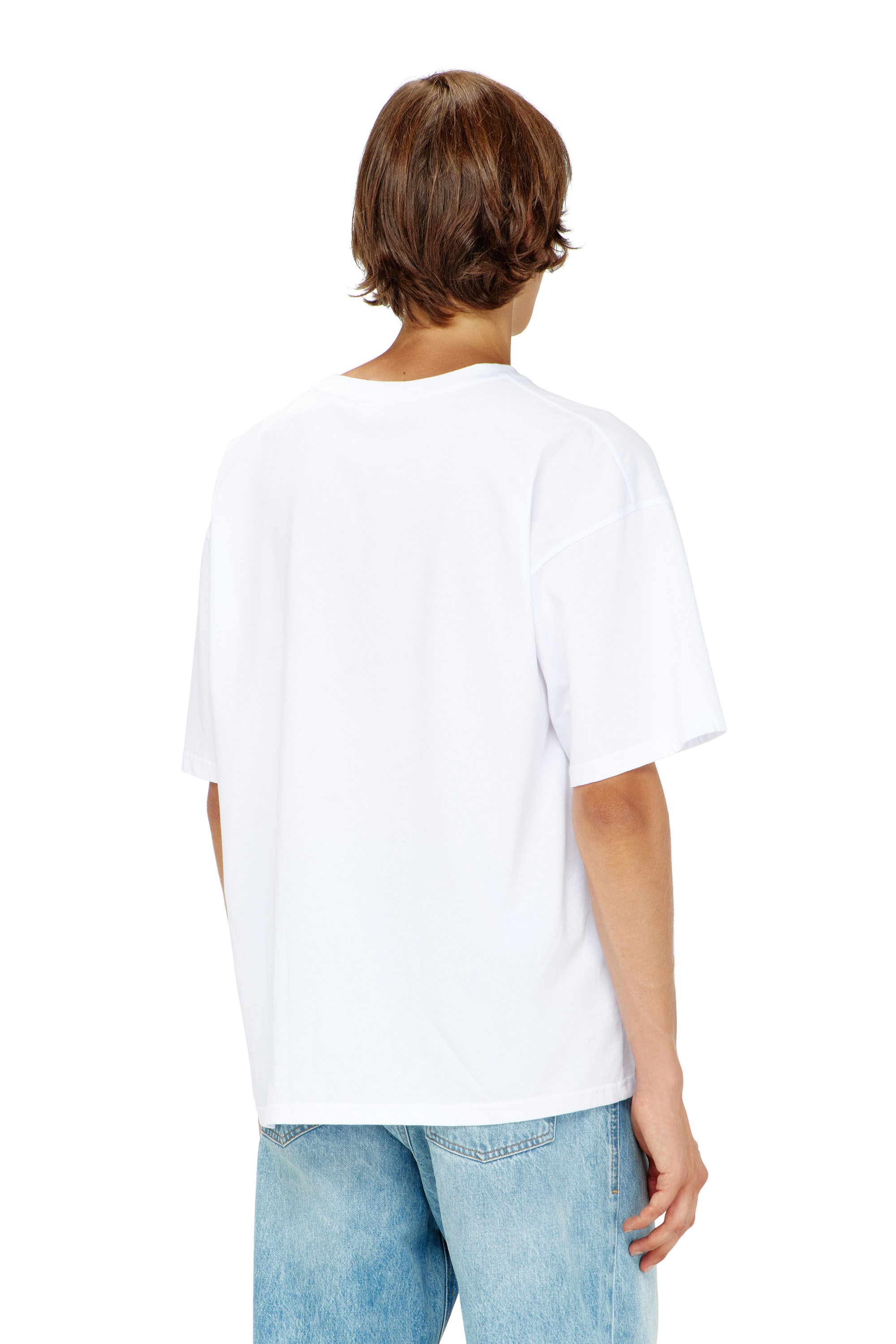Diesel - T-BOXT-DCO, T-shirt in cotone dalla vestibilit&agrave; rilassata con ricamo Oval D Uomo in Bianco - 4