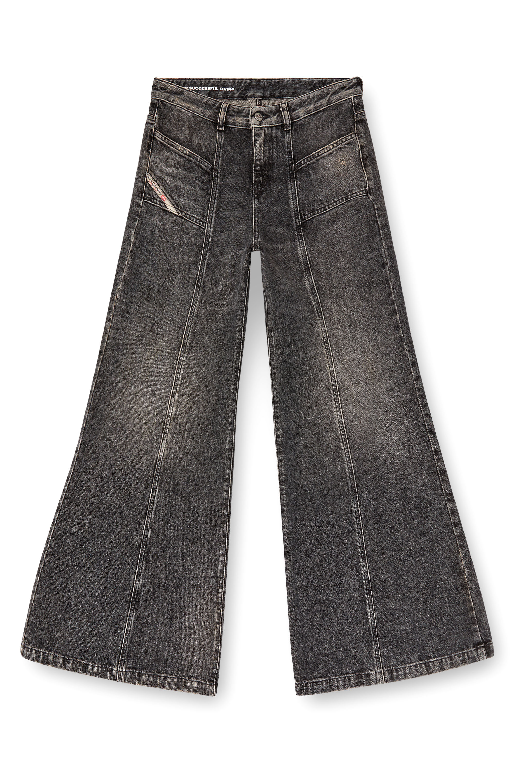 Diesel - Flare Jeans D-Akii 007Z2 Donna, Nero/Grigio scuro - Image 3