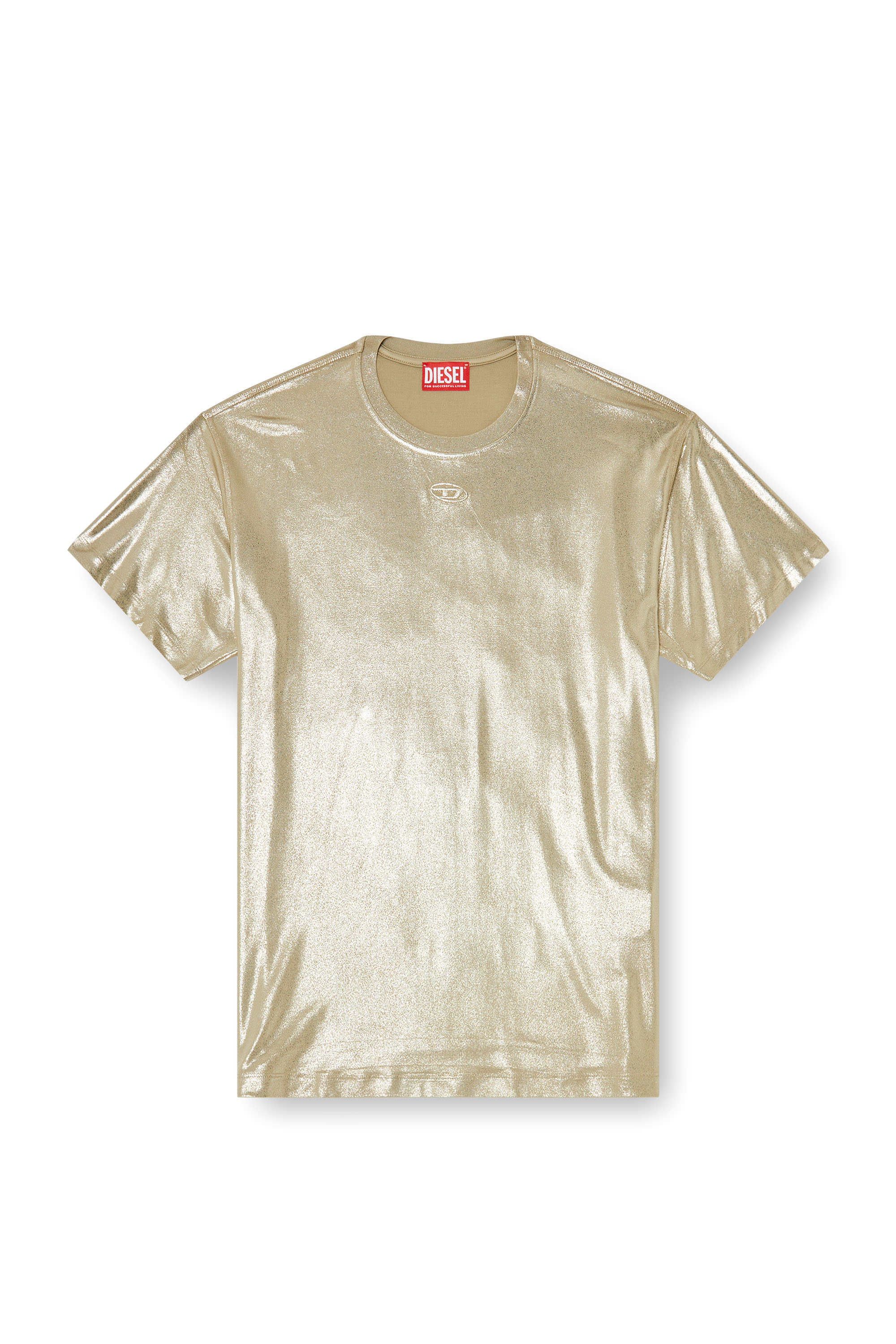 Diesel - T-NORMY-AA2, T-shirt in jersey con finitura metallizzata Donna in Beige - 3